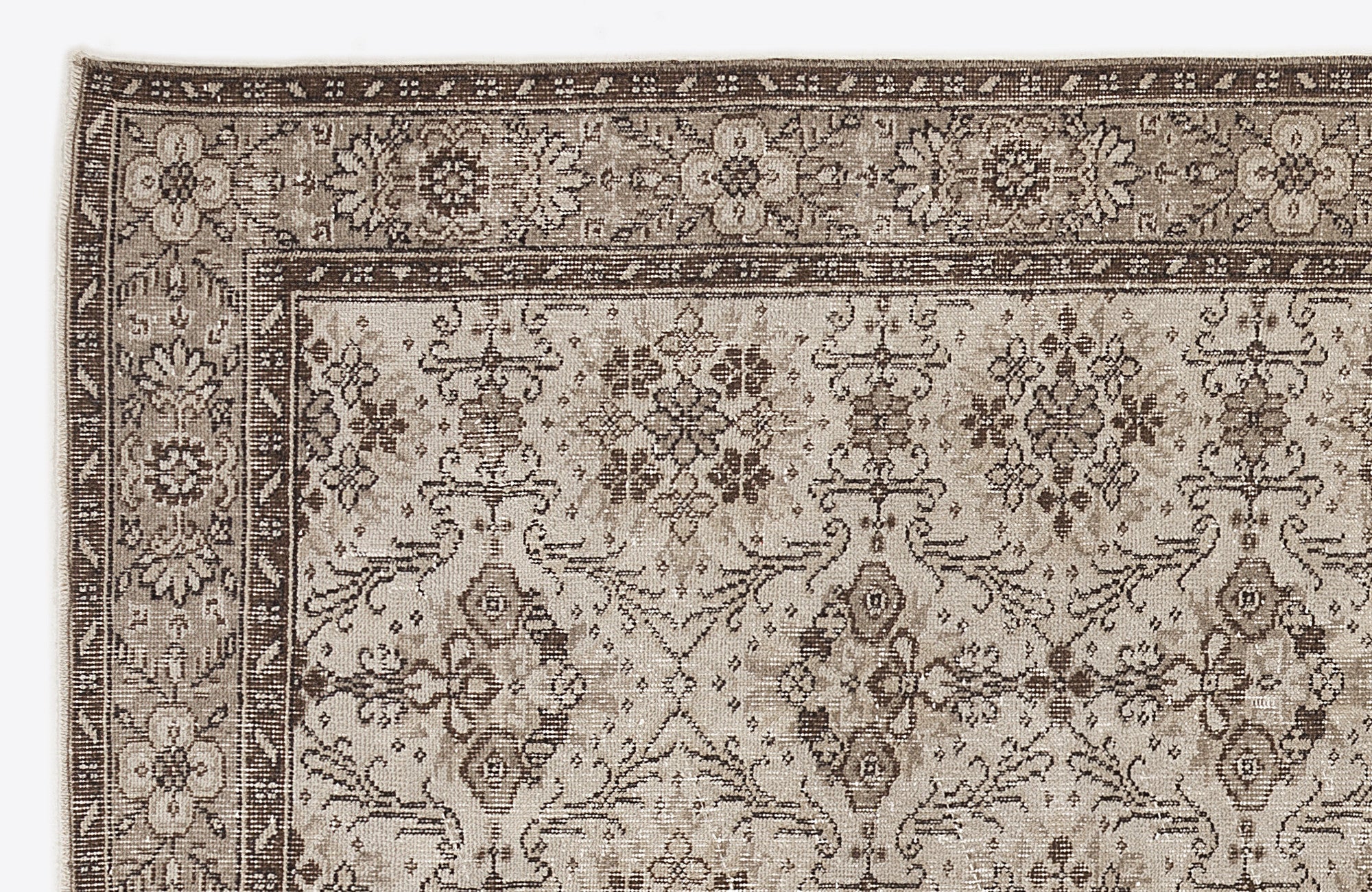 Atina 7075 Beige Vintage Wool Handmade Area Rug 5'7" x 9'6"