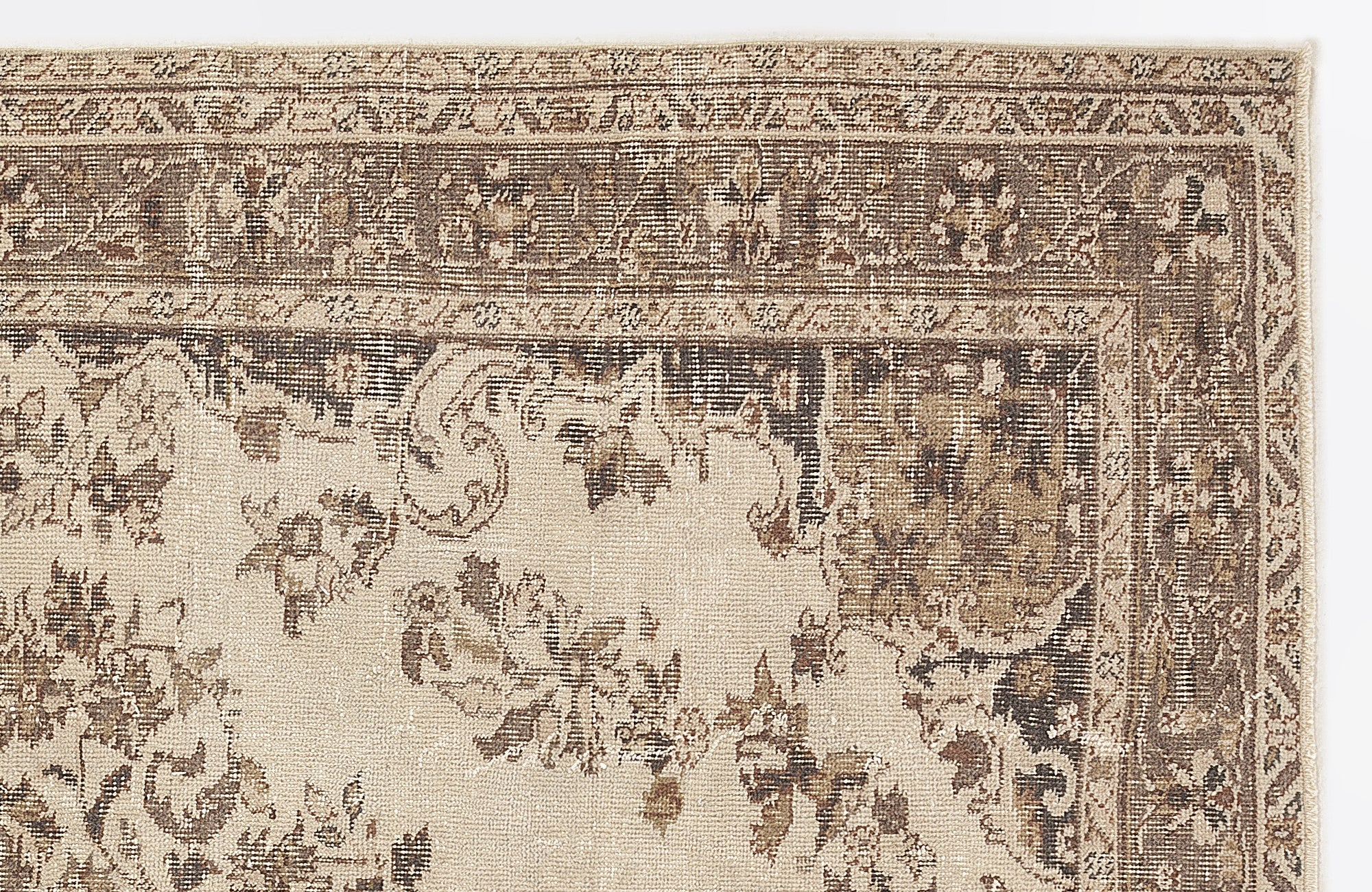 Atina 7188 Beige Vintage Wool Handmade Area Rug 5'5" x 8'9"