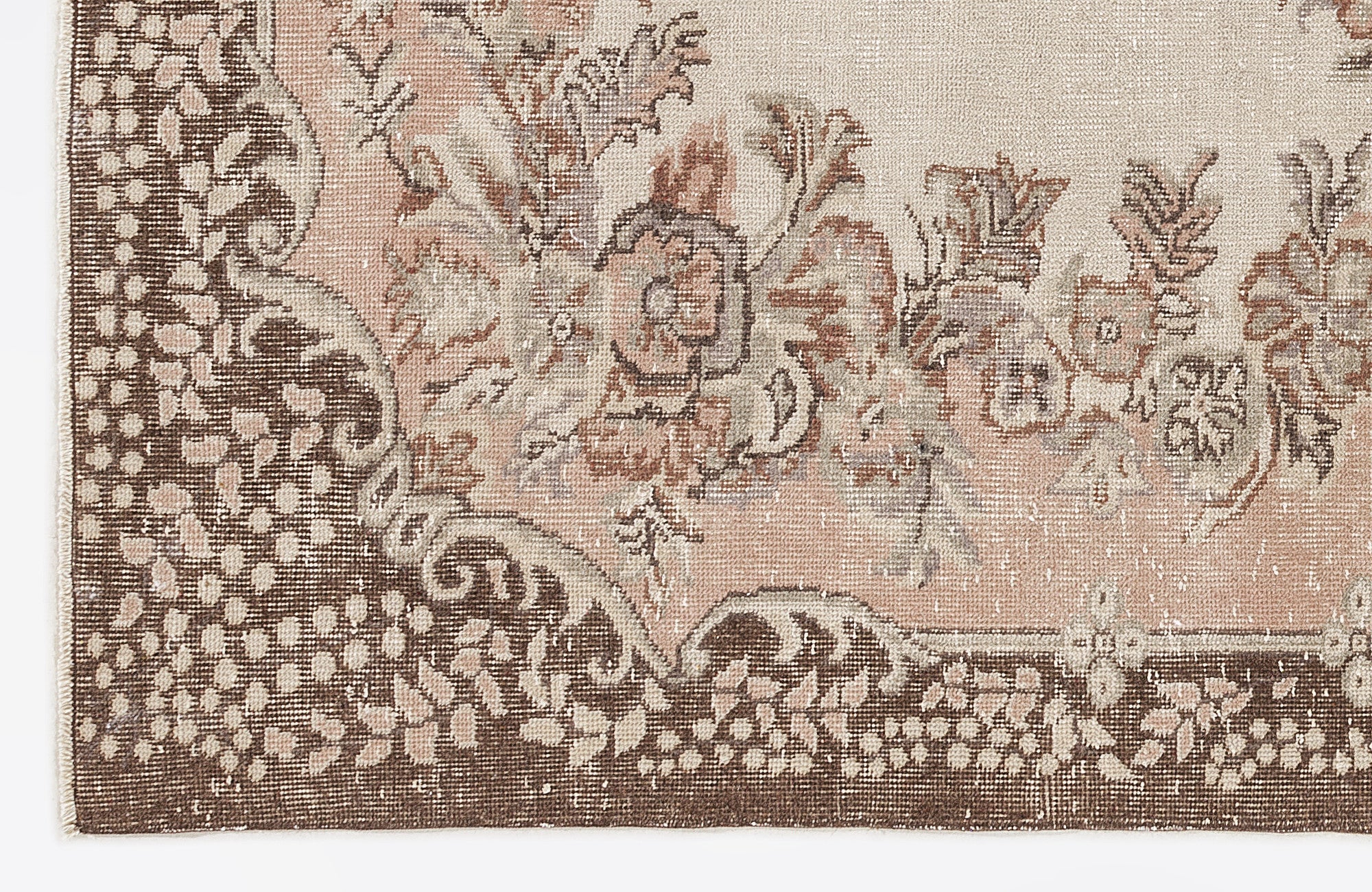 Atina 7193 Beige Vintage Wool Handmade Area Rug 6'2" x 9'9"