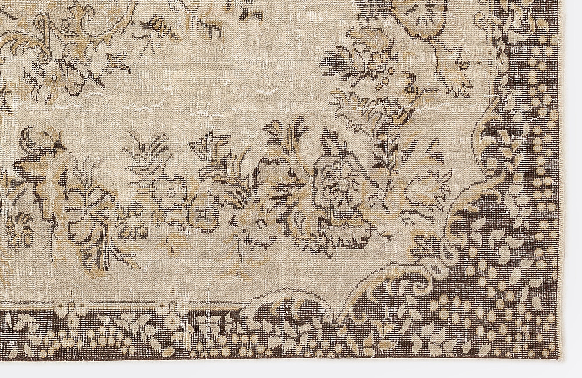 Atina 7197 Beige Vintage Wool Handmade Area Rug 5'11" x 9'6"