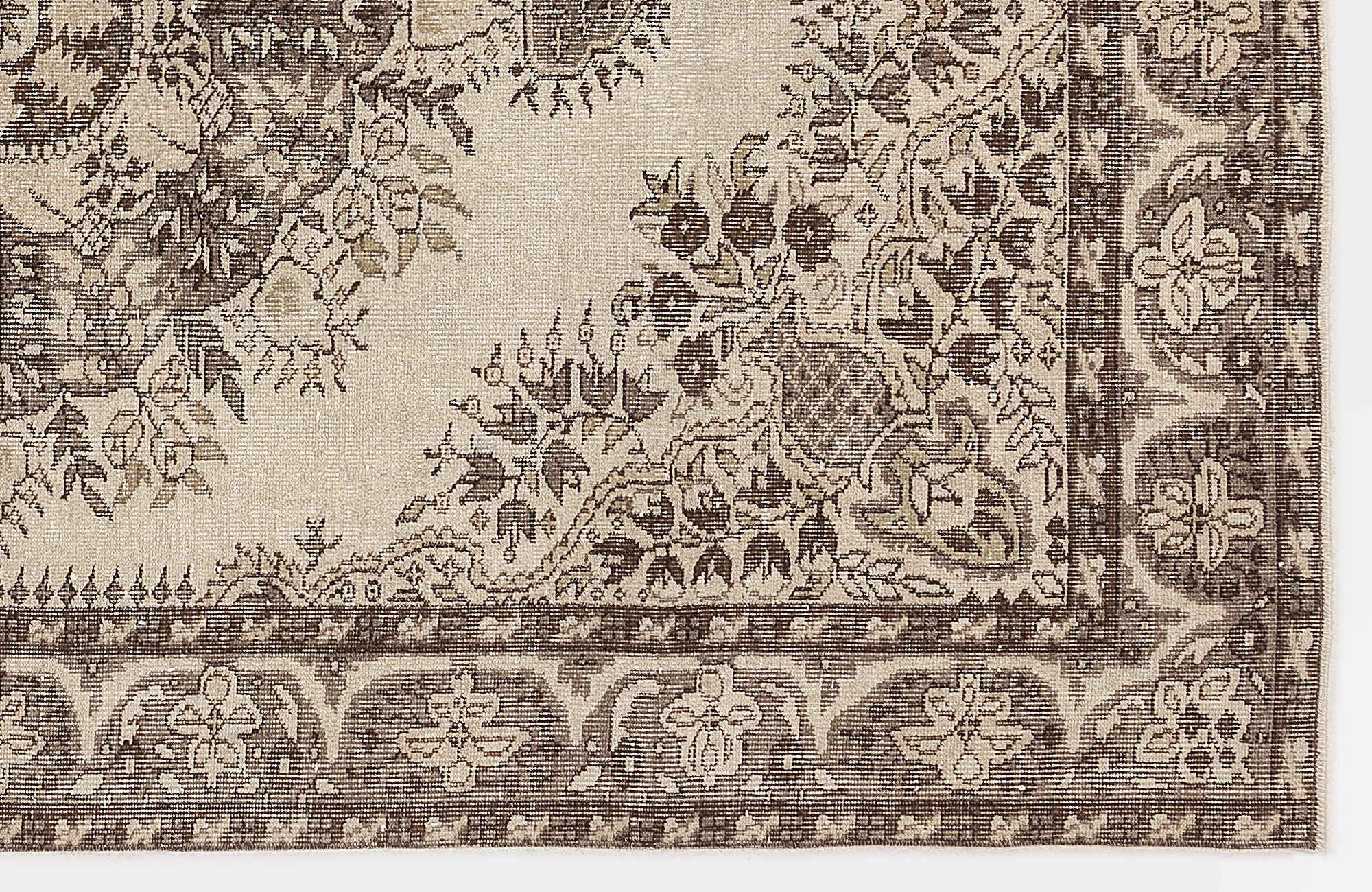 Atina 7199 Beige Vintage Wool Handmade Area Rug 5'6" x 8'7"