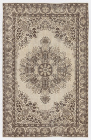 Atina 7199 Beige Vintage Wool Handmade Area Rug 5'6" x 8'7"