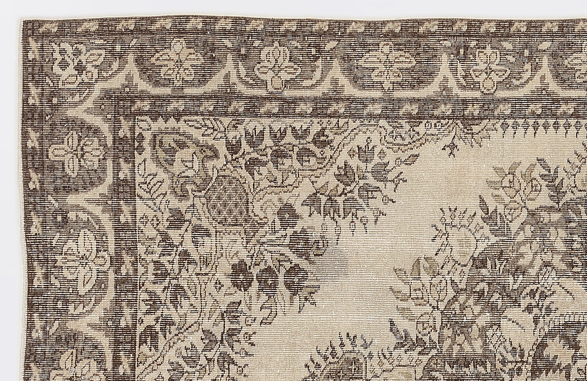 Atina 7199 Beige Vintage Wool Handmade Area Rug 5'6" x 8'7"