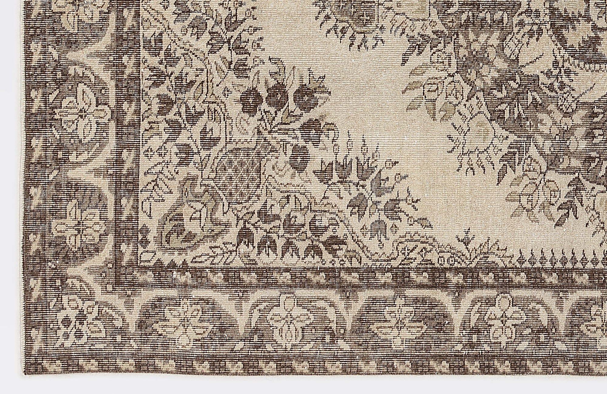 Atina 7199 Beige Vintage Wool Handmade Area Rug 5'6" x 8'7"