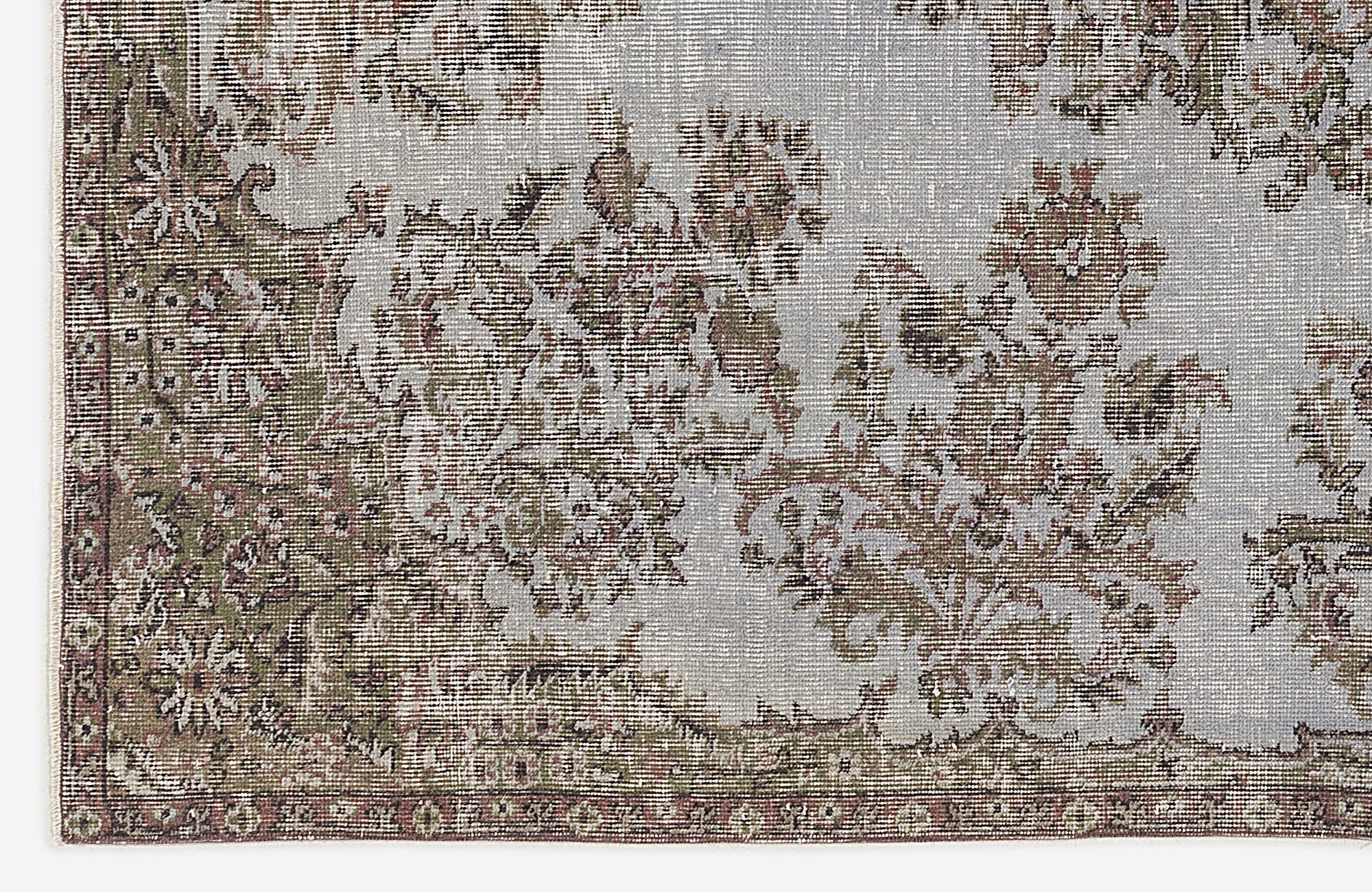 Atina 7220 Grey Vintage Wool Handmade Area Rug 5'6" x 8'10"
