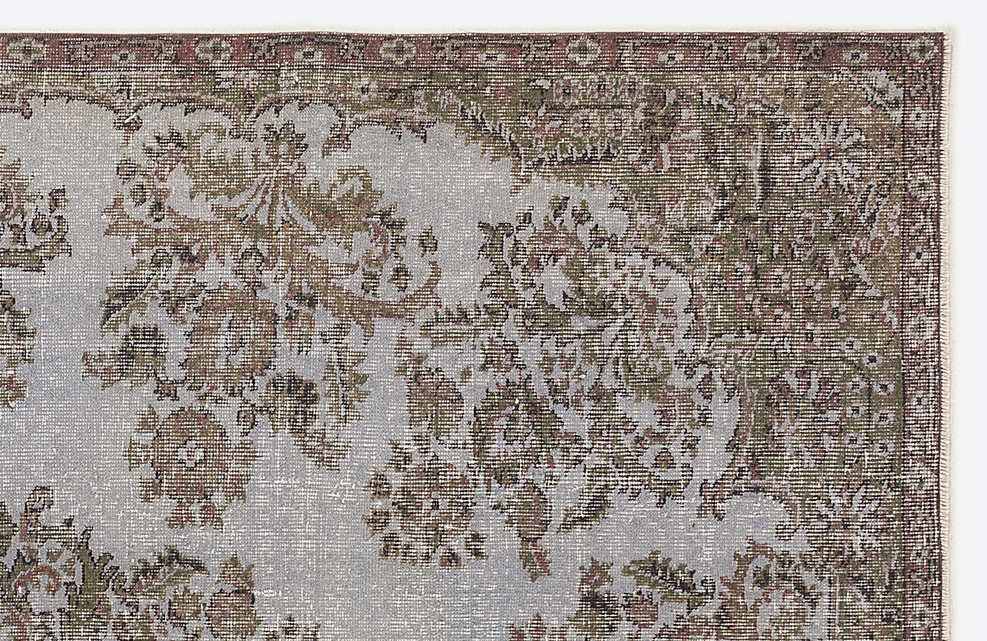 Atina 7220 Grey Vintage Wool Handmade Area Rug 5'6" x 8'10"
