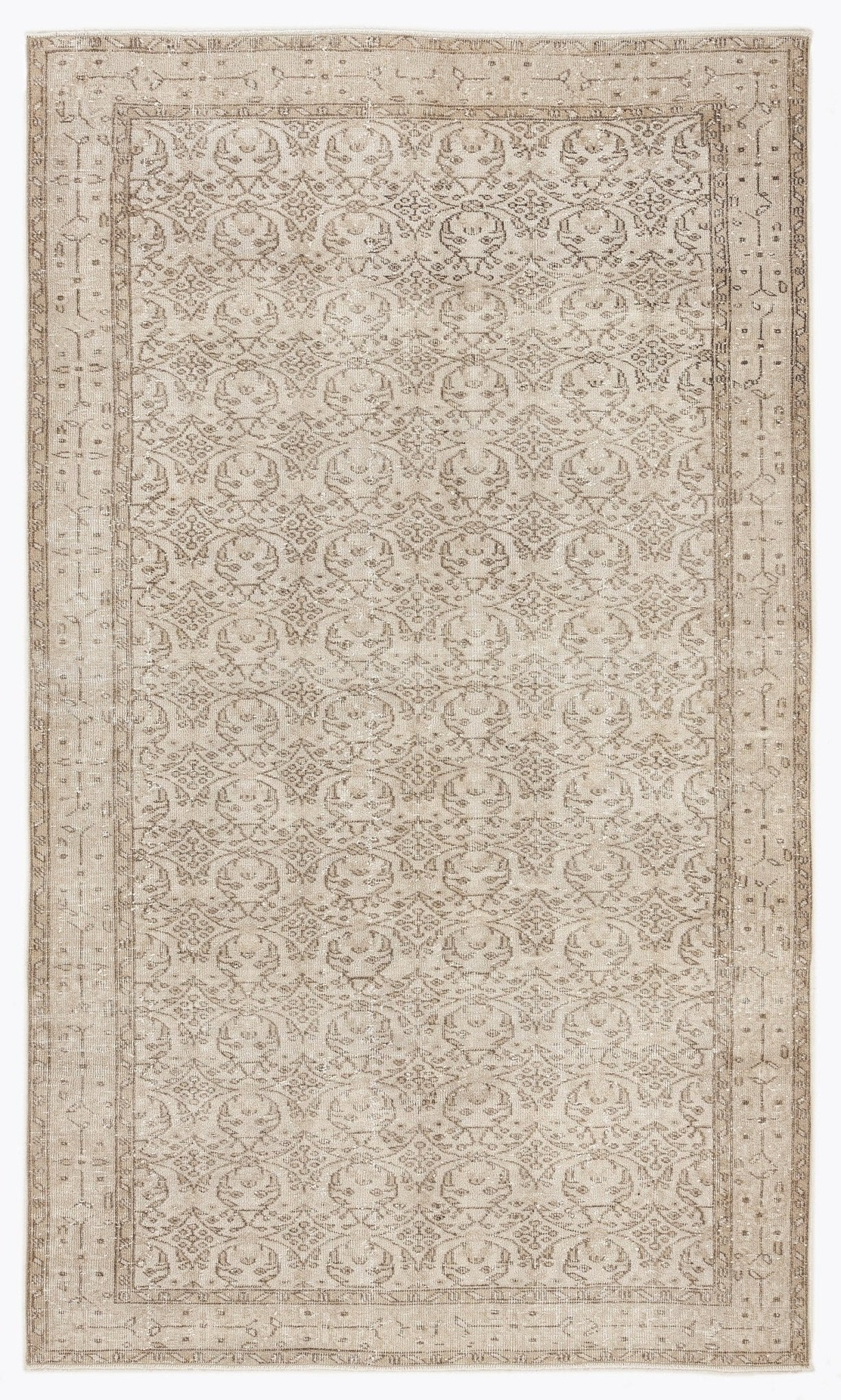 Atina 7268 Beige Vintage Wool Handmade Area Rug 5'5" x 9'2"