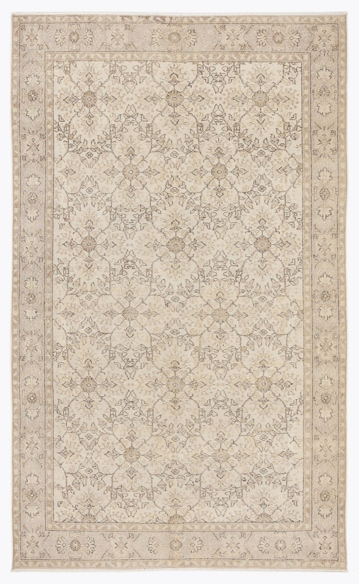 Atina 7272 Beige Vintage Wool Handmade Area Rug 5'9" x 9'6"