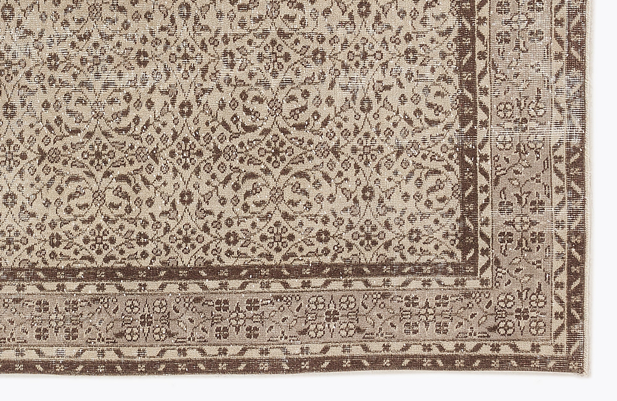 Atina 7293 Beige Vintage Wool Handmade Area Rug 6'4" x 9'6"