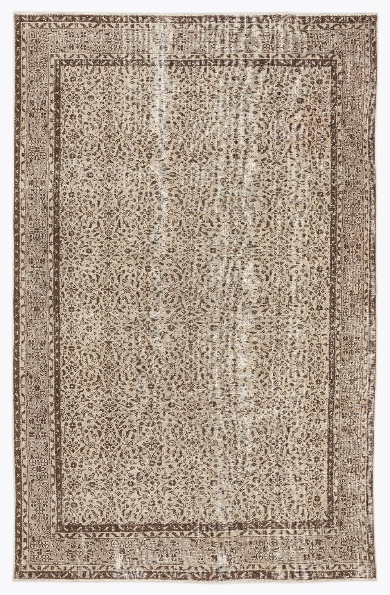Atina 7293 Beige Vintage Wool Handmade Area Rug 6'4" x 9'6"