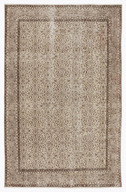 Atina 7293 Beige Vintage Wool Handmade Area Rug 6'4" x 9'6"