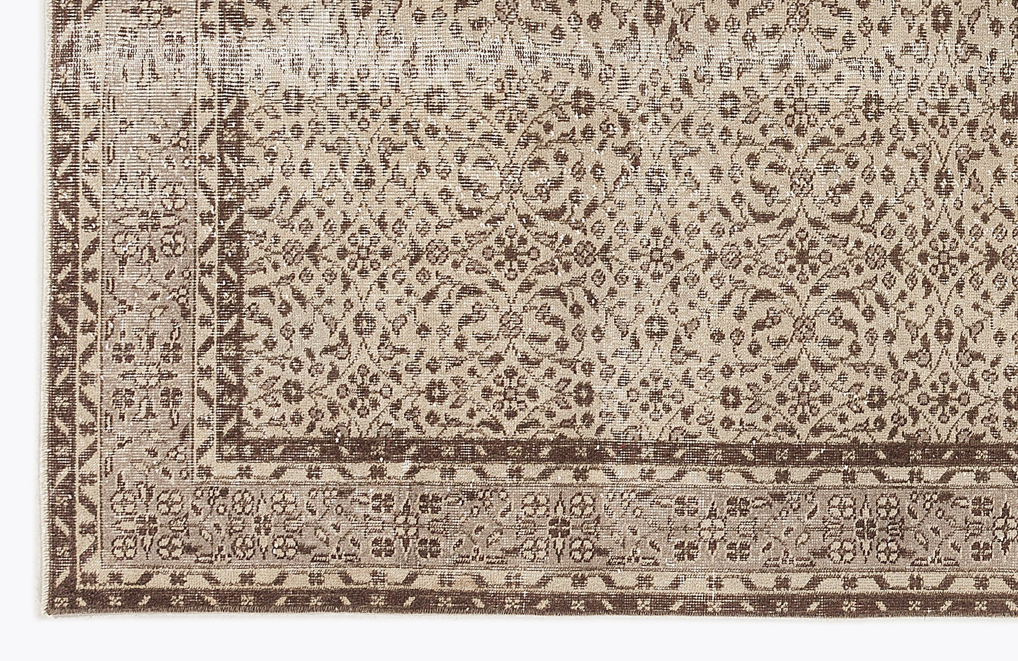Atina 7293 Beige Vintage Wool Handmade Area Rug 6'4" x 9'6"