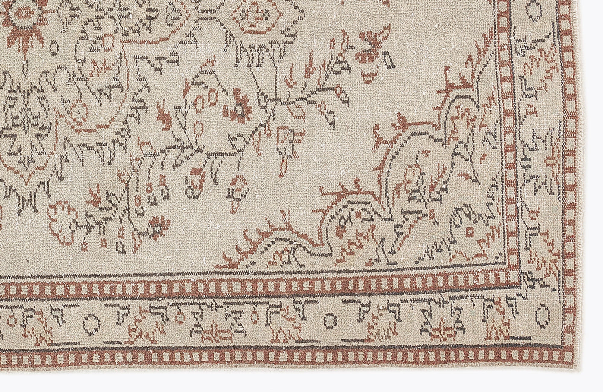 Atina 7301 Beige Vintage Wool Handmade Area Rug 5'5" x 8'7"