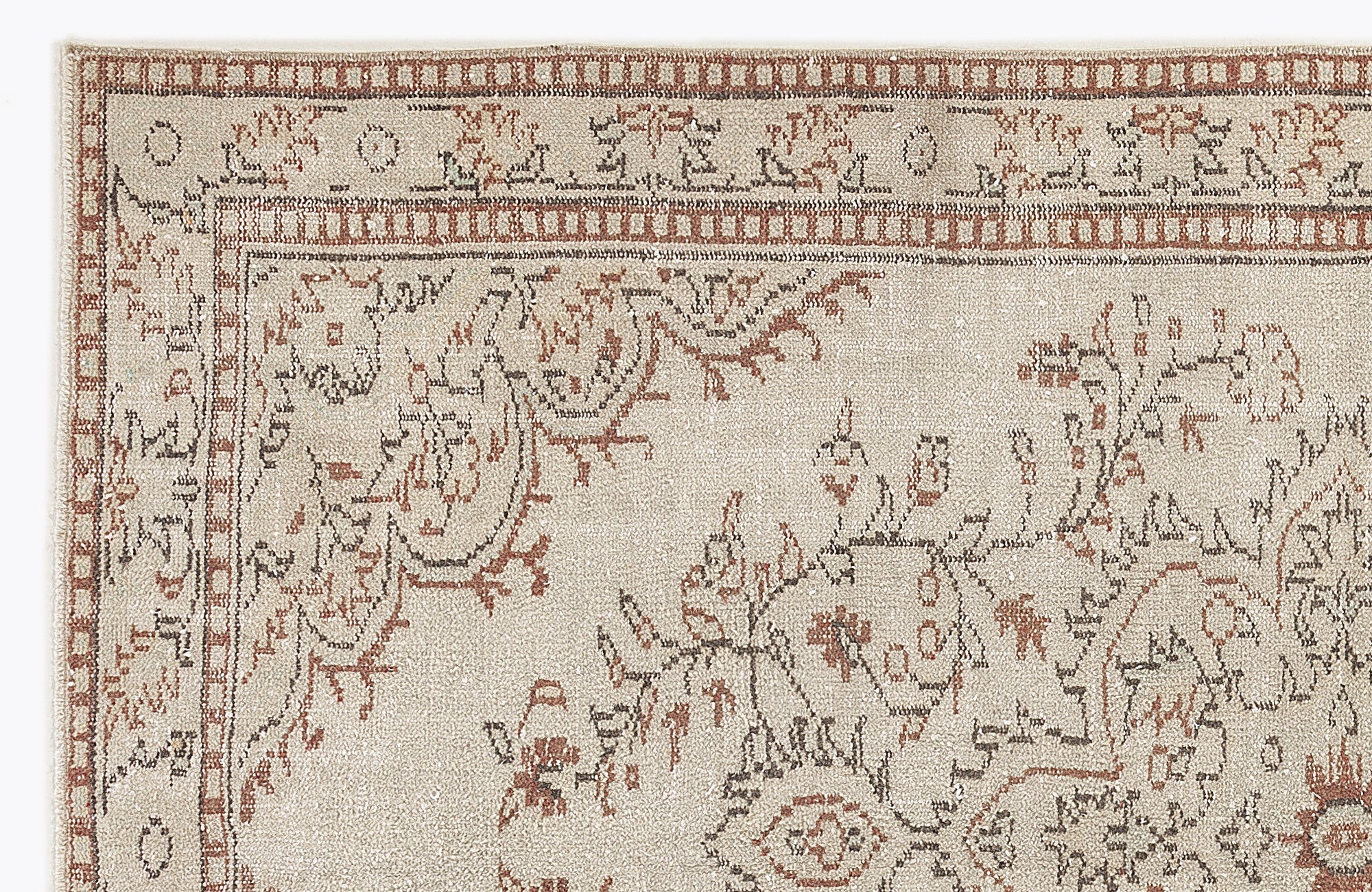 Atina 7301 Beige Vintage Wool Handmade Area Rug 5'5" x 8'7"