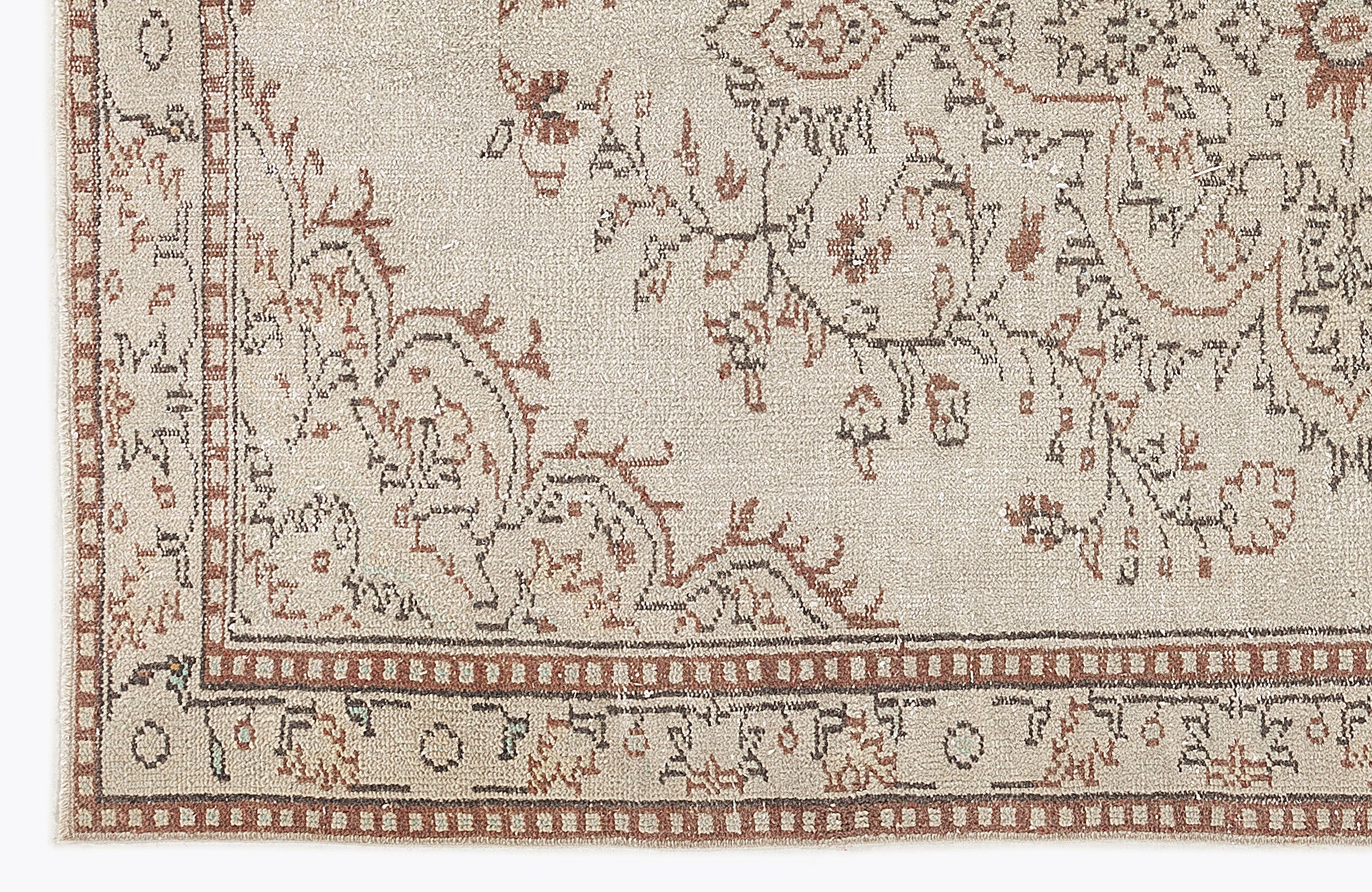 Atina 7301 Beige Vintage Wool Handmade Area Rug 5'5" x 8'7"