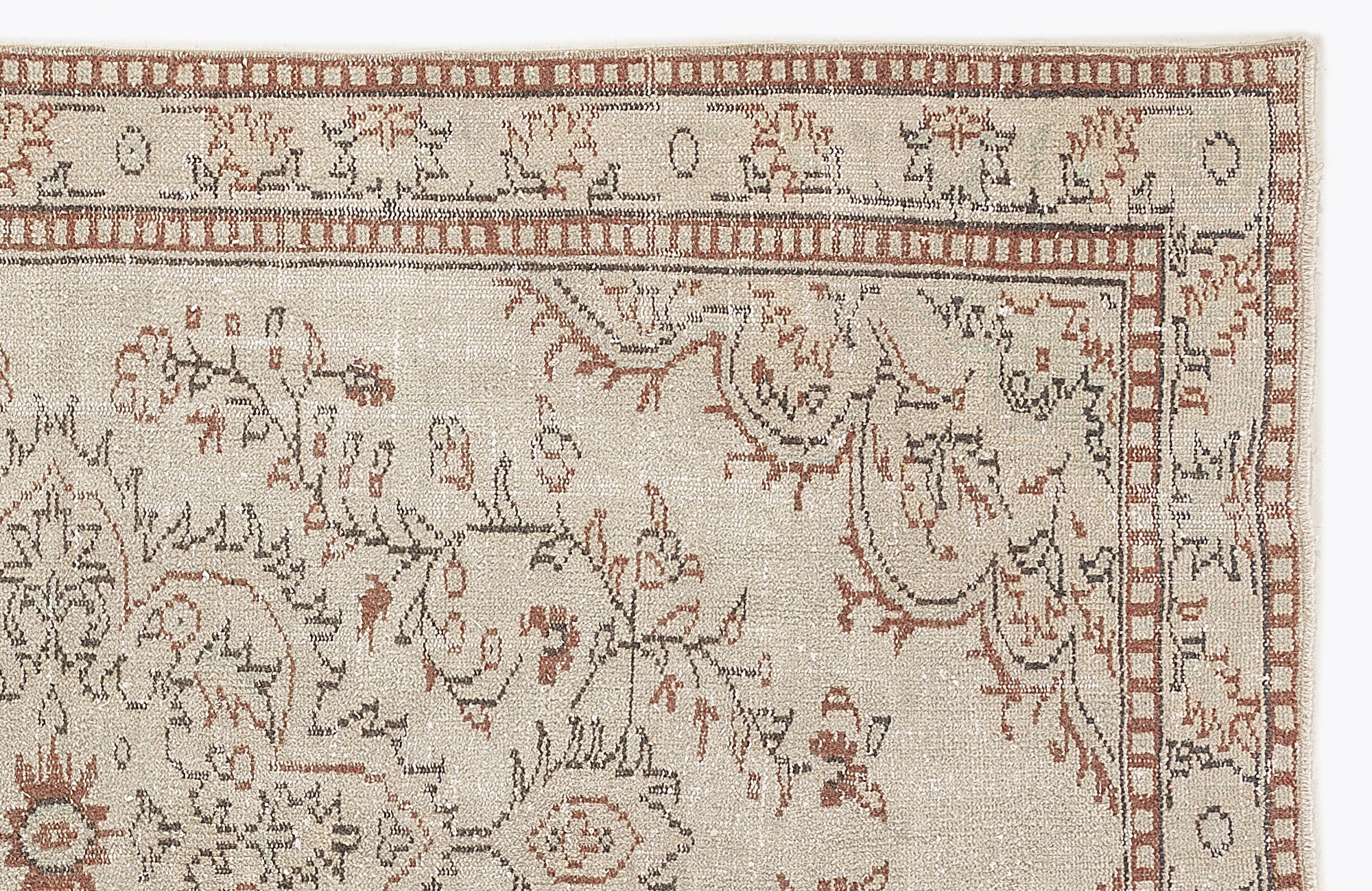 Atina 7301 Beige Vintage Wool Handmade Area Rug 5'5" x 8'7"