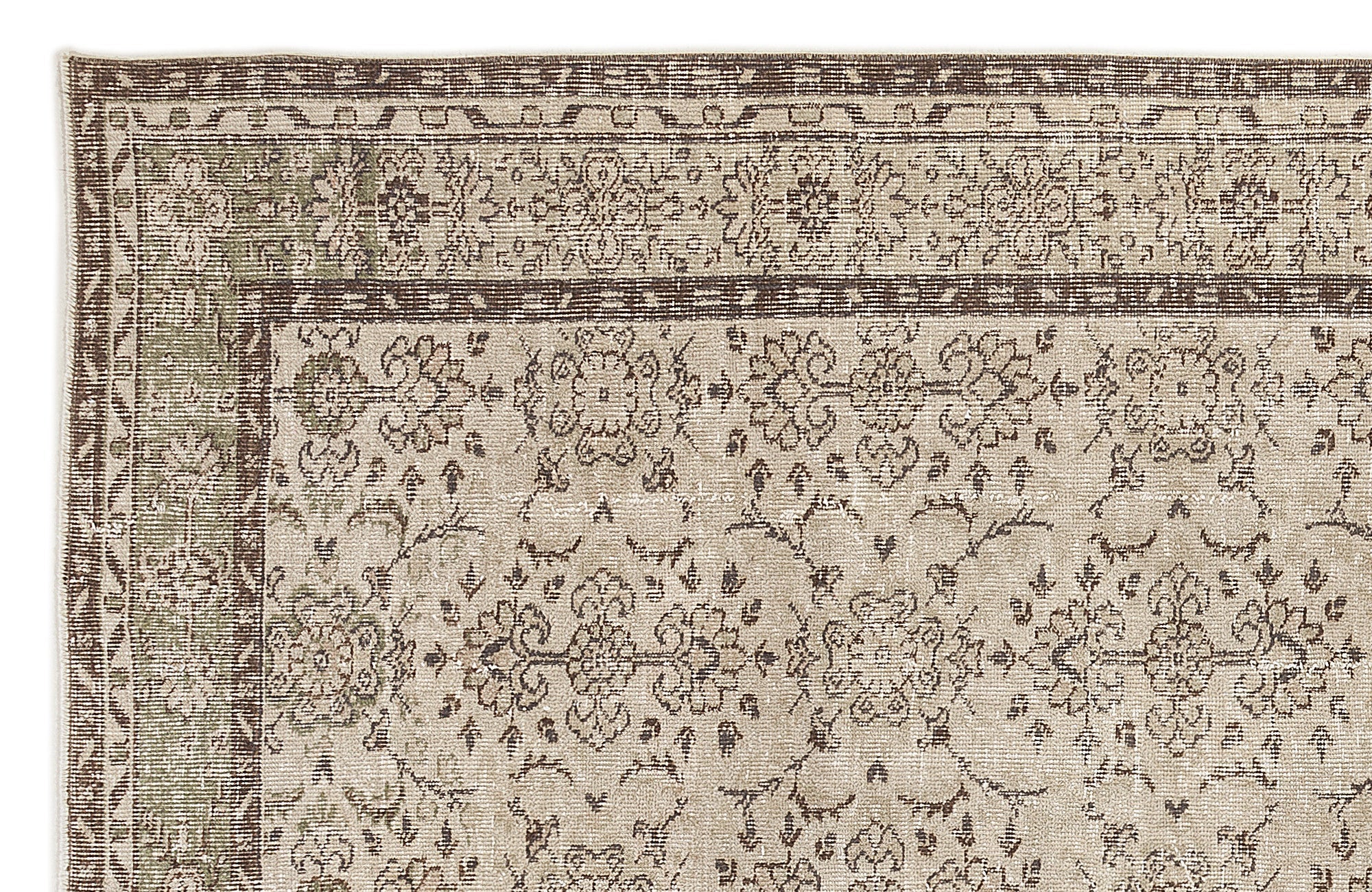 Atina 7335 Beige Vintage Wool Handmade Area Rug 6'2" x 9'7"