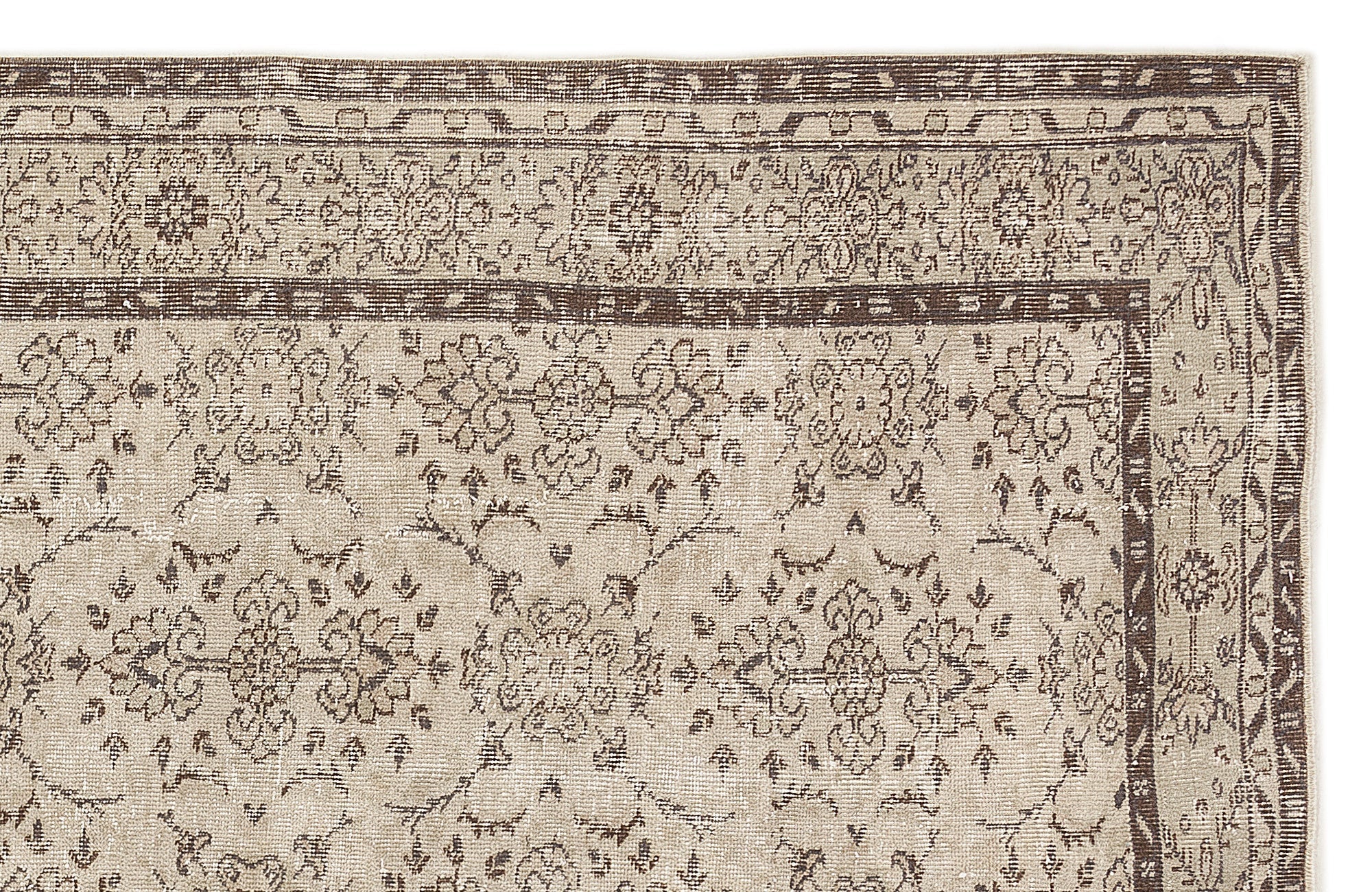 Atina 7335 Beige Vintage Wool Handmade Area Rug 6'2" x 9'7"