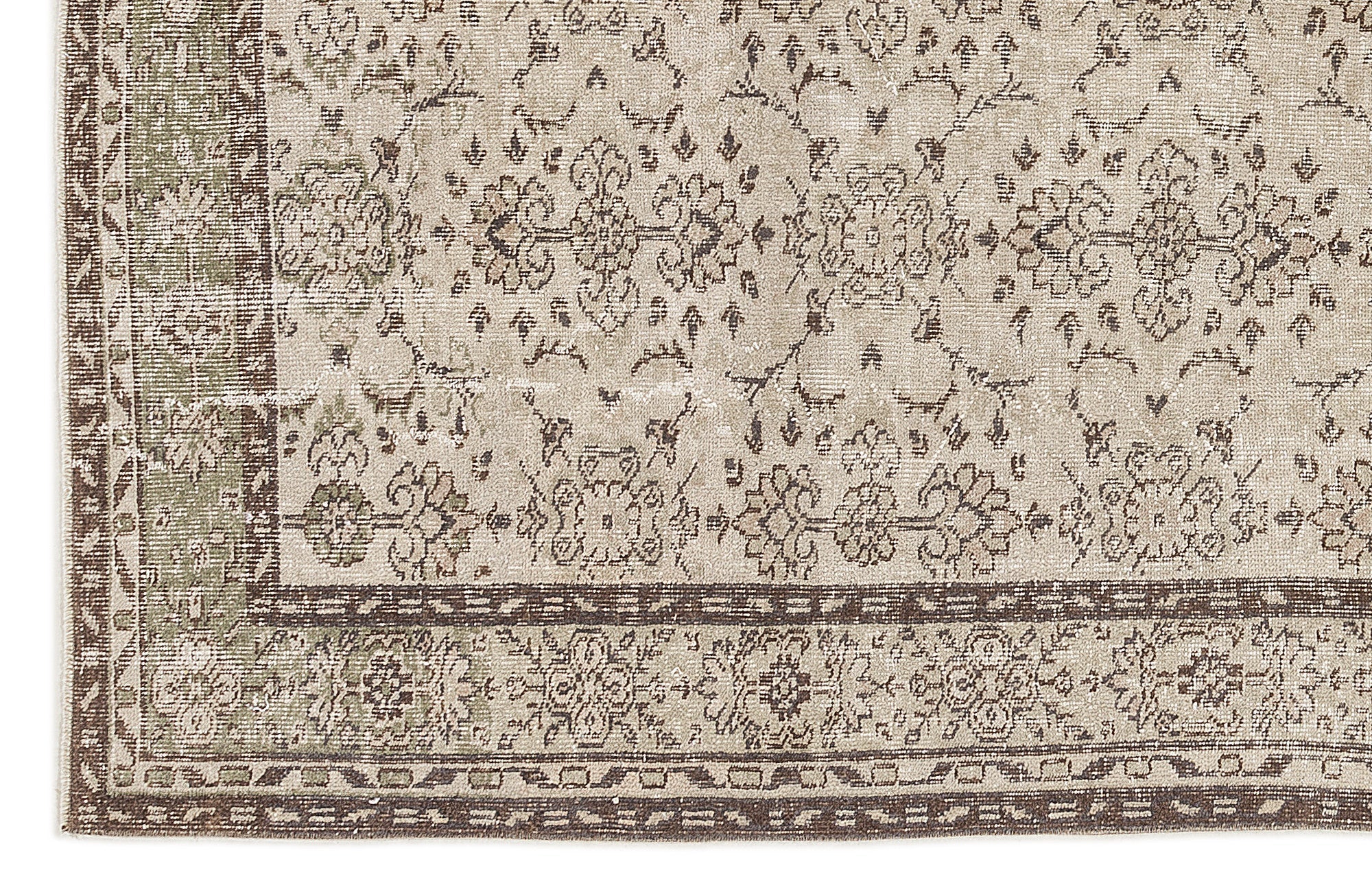 Atina 7335 Beige Vintage Wool Handmade Area Rug 6'2" x 9'7"
