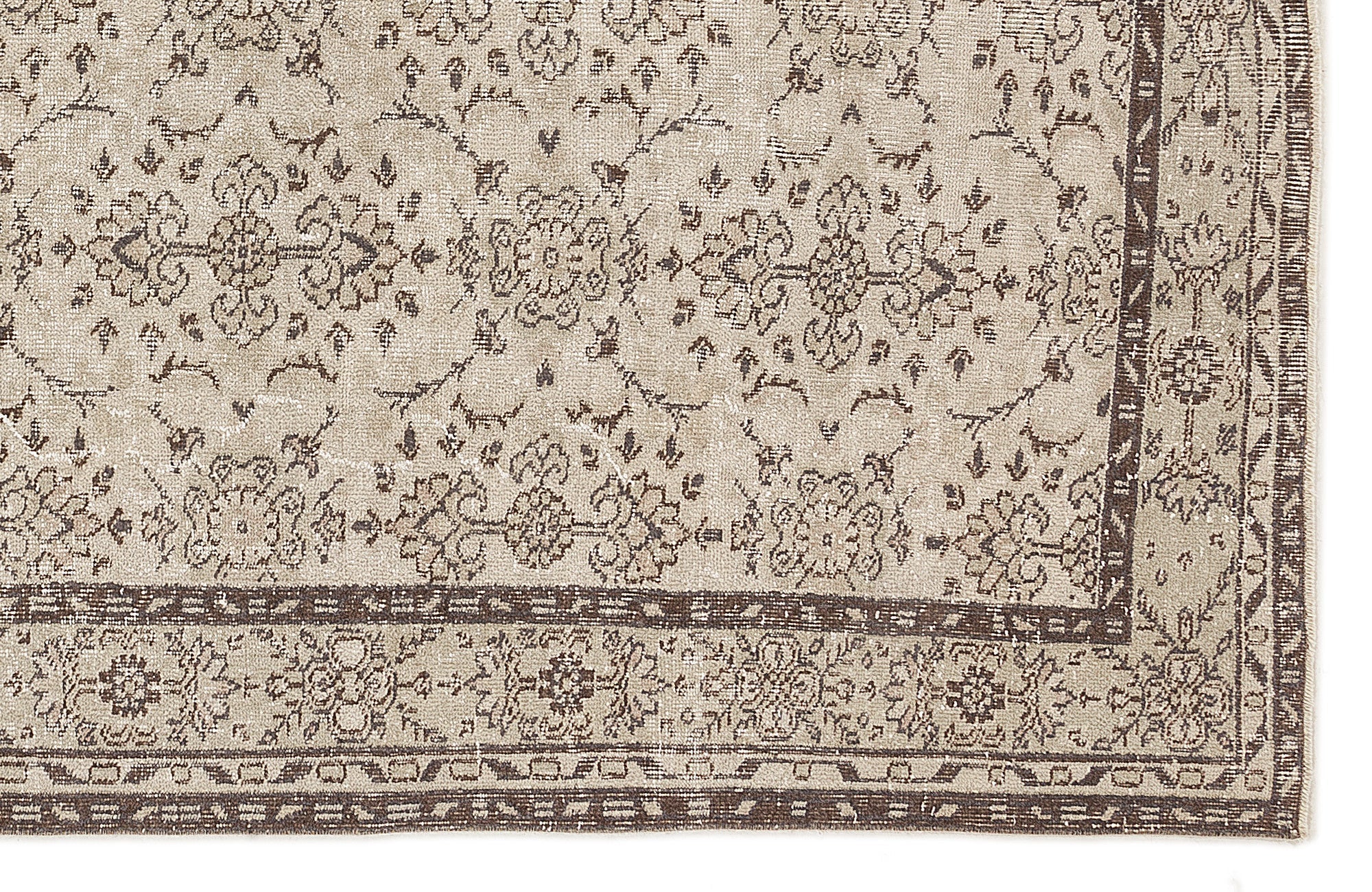 Atina 7335 Beige Vintage Wool Handmade Area Rug 6'2" x 9'7"