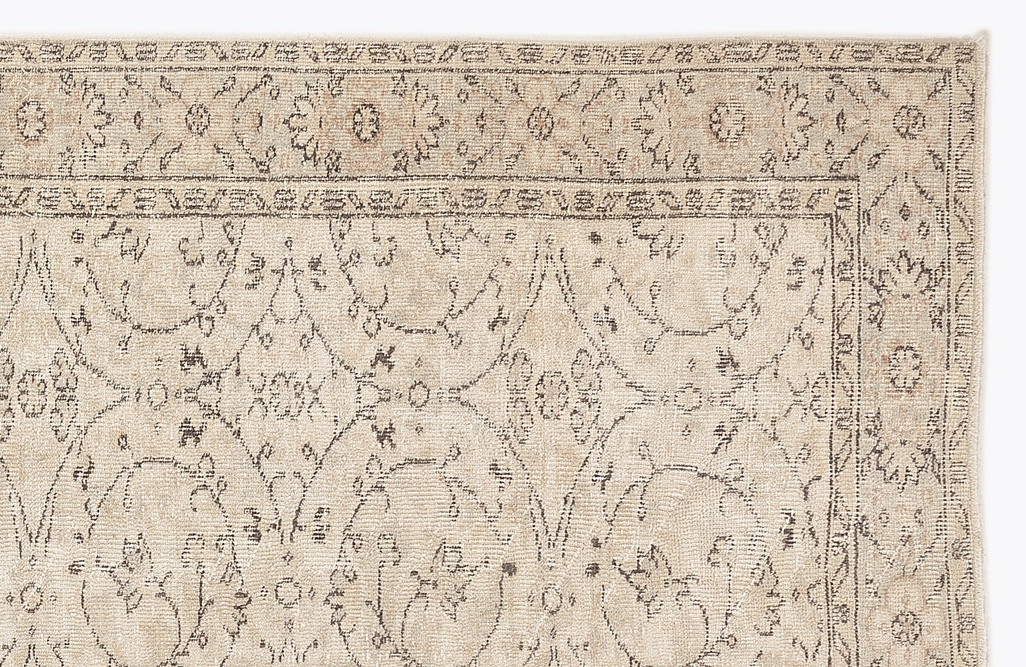 Atina 7363 Beige Vintage Wool Handmade Area Rug 5'7" x 9'1"