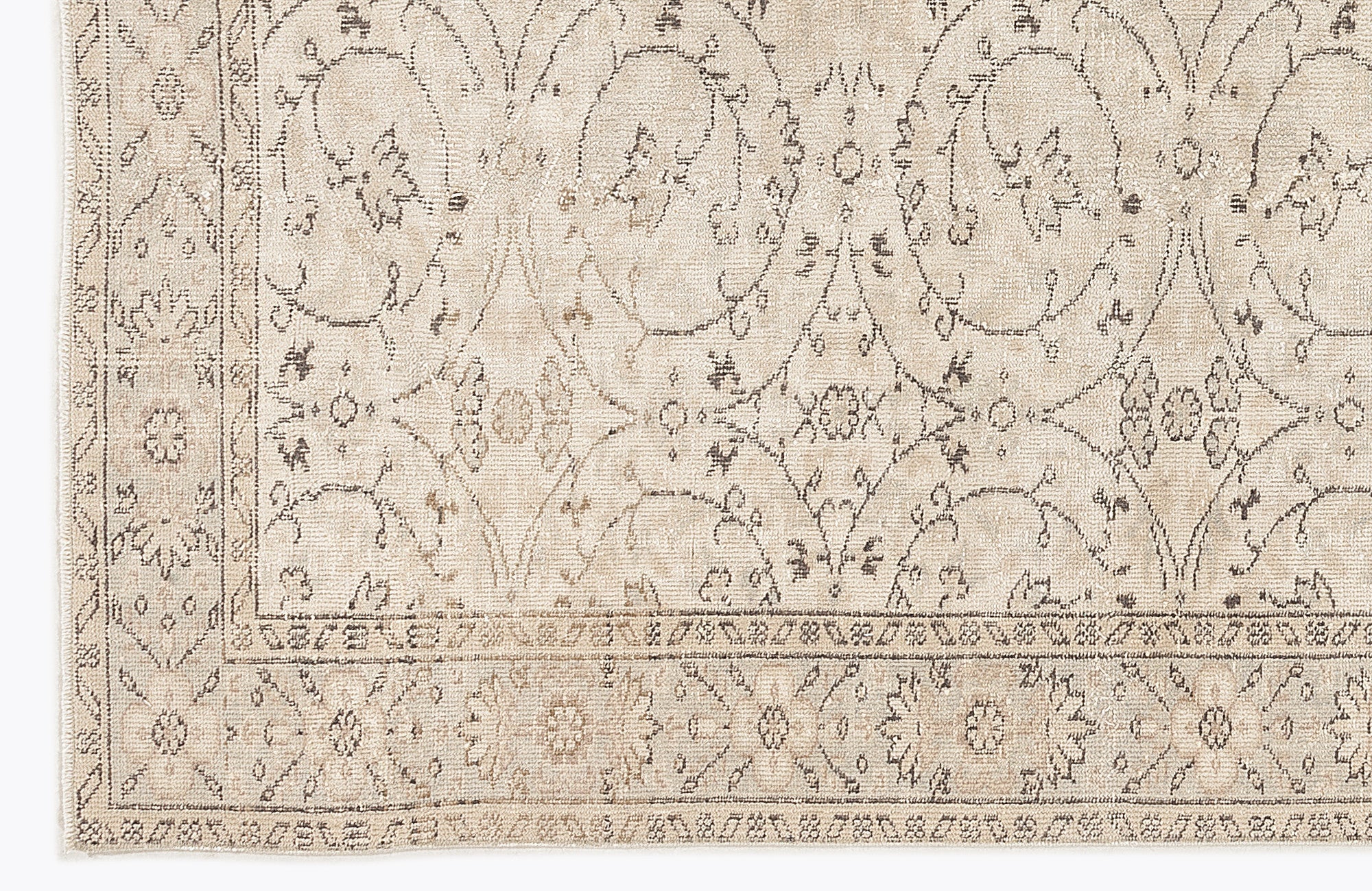 Atina 7363 Beige Vintage Wool Handmade Area Rug 5'7" x 9'1"