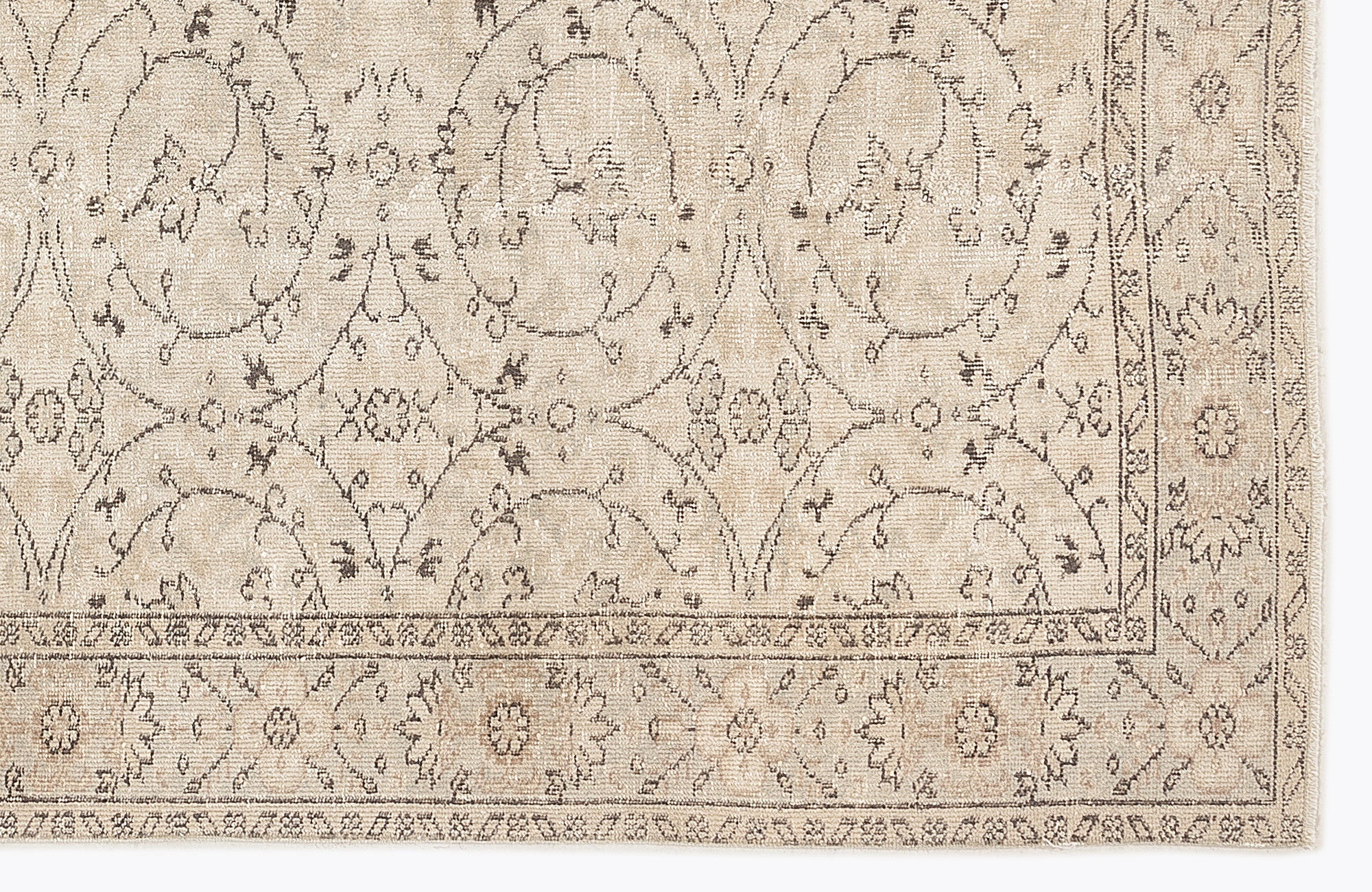Atina 7363 Beige Vintage Wool Handmade Area Rug 5'7" x 9'1"