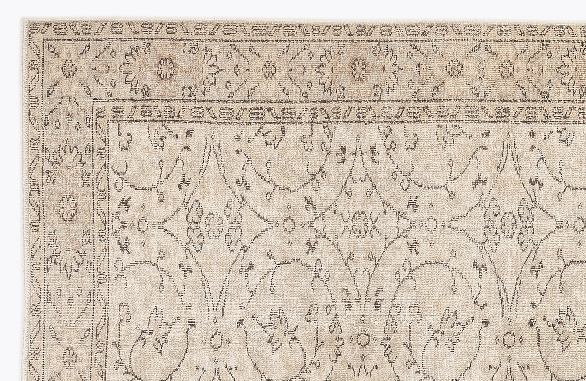Atina 7363 Beige Vintage Wool Handmade Area Rug 5'7" x 9'1"