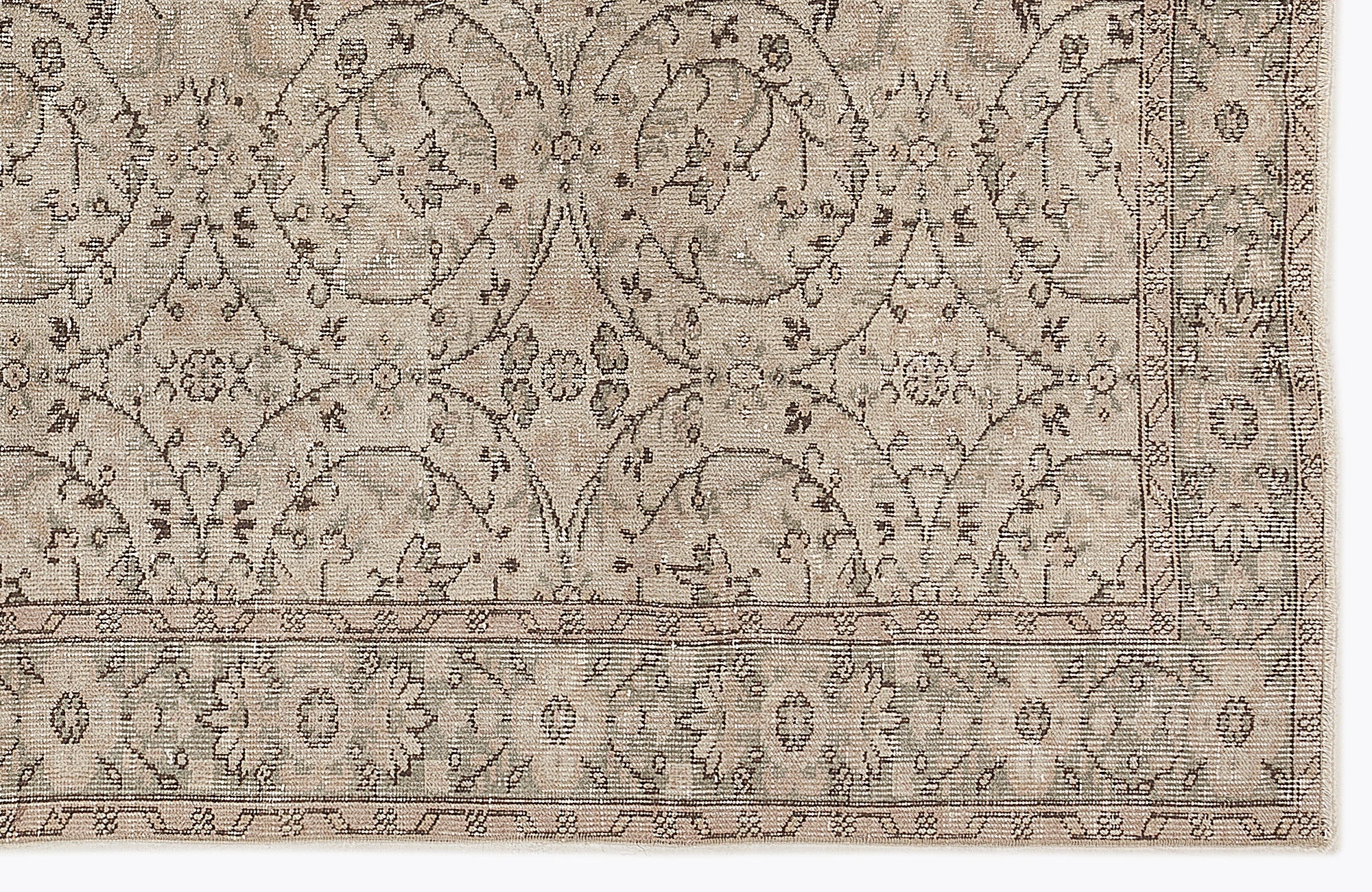 Atina 7405 Beige Vintage Wool Handmade Area Rug 5'10" x 8'10"