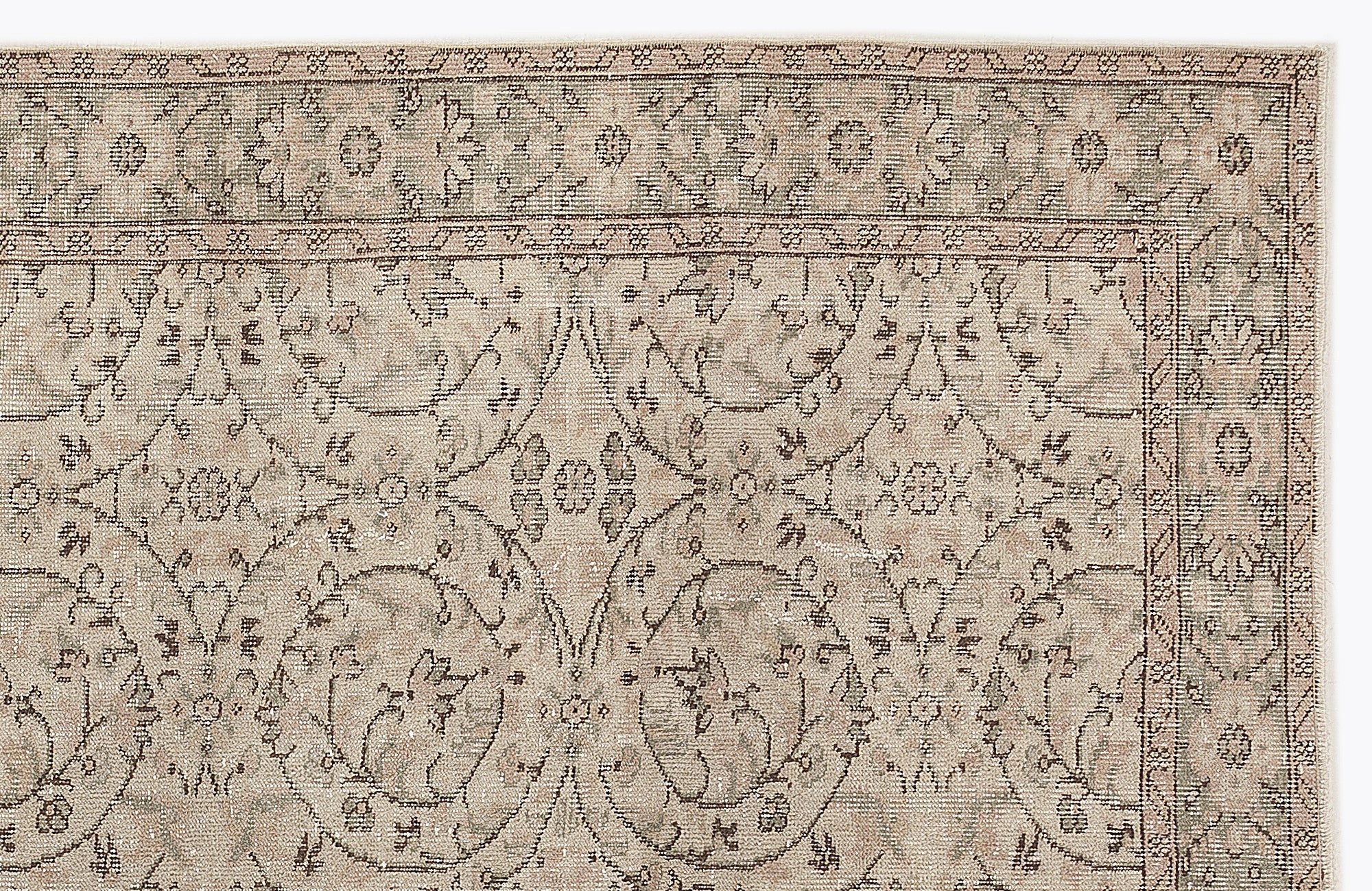 Atina 7405 Beige Vintage Wool Handmade Area Rug 5'10" x 8'10"