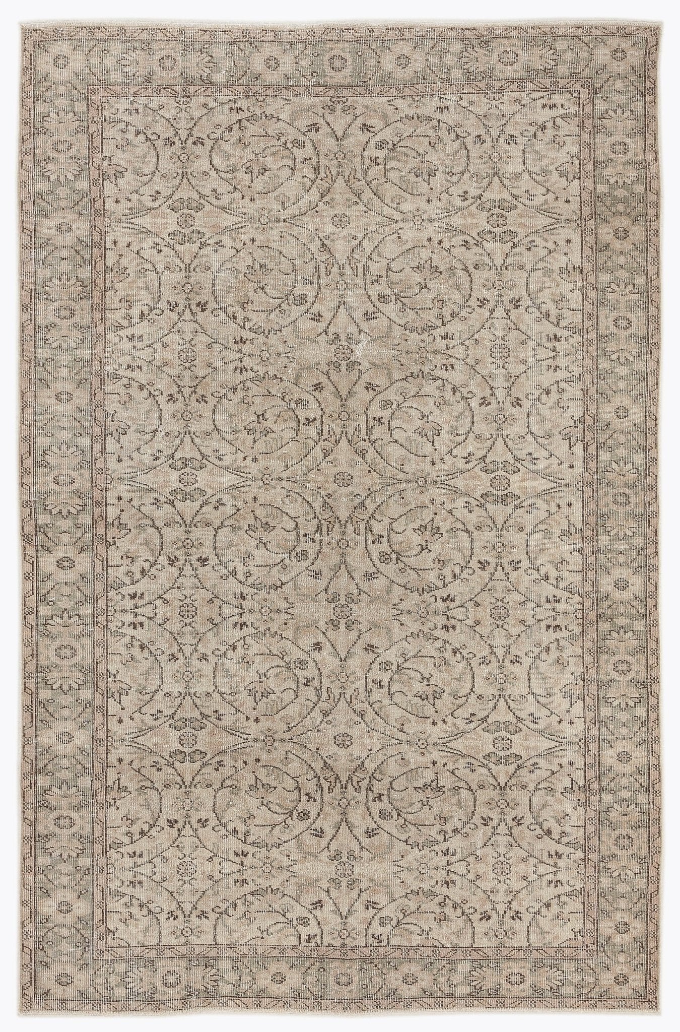 Atina 7405 Beige Vintage Wool Handmade Area Rug 5'10" x 8'10"