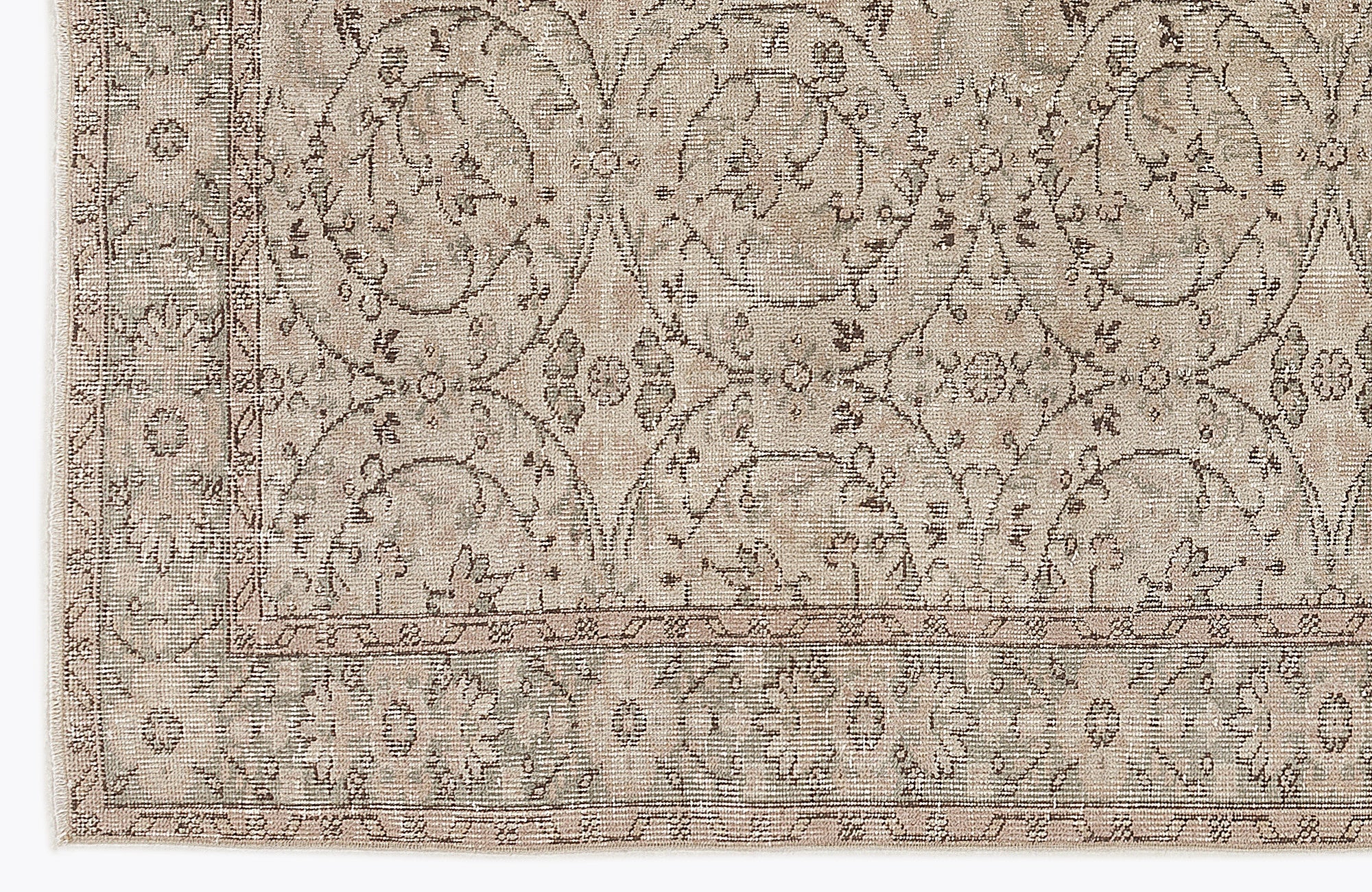 Atina 7405 Beige Vintage Wool Handmade Area Rug 5'10" x 8'10"