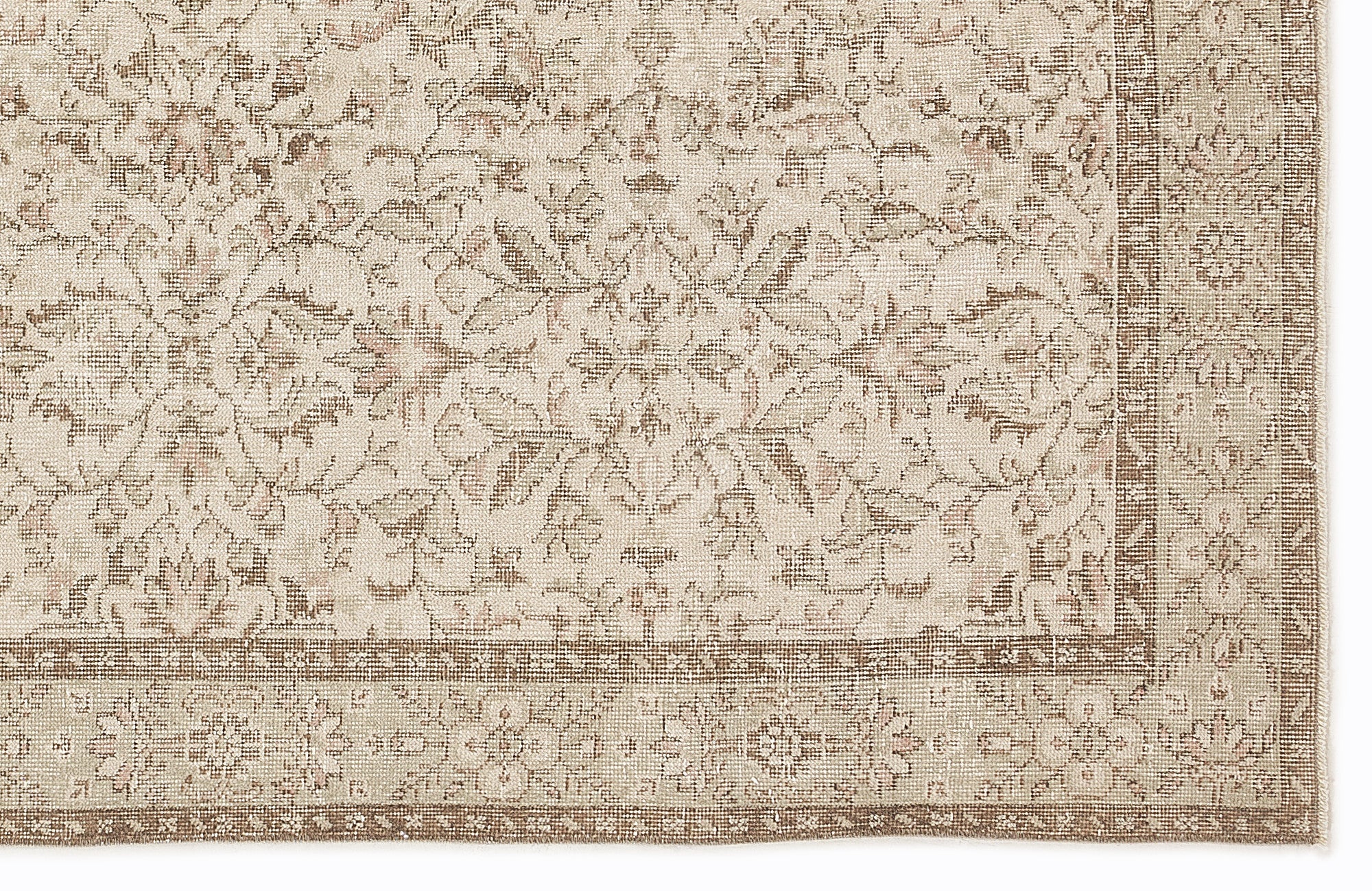 Atina 7434 Beige Vintage Wool Handmade Area Rug 5'5" x 9'4"