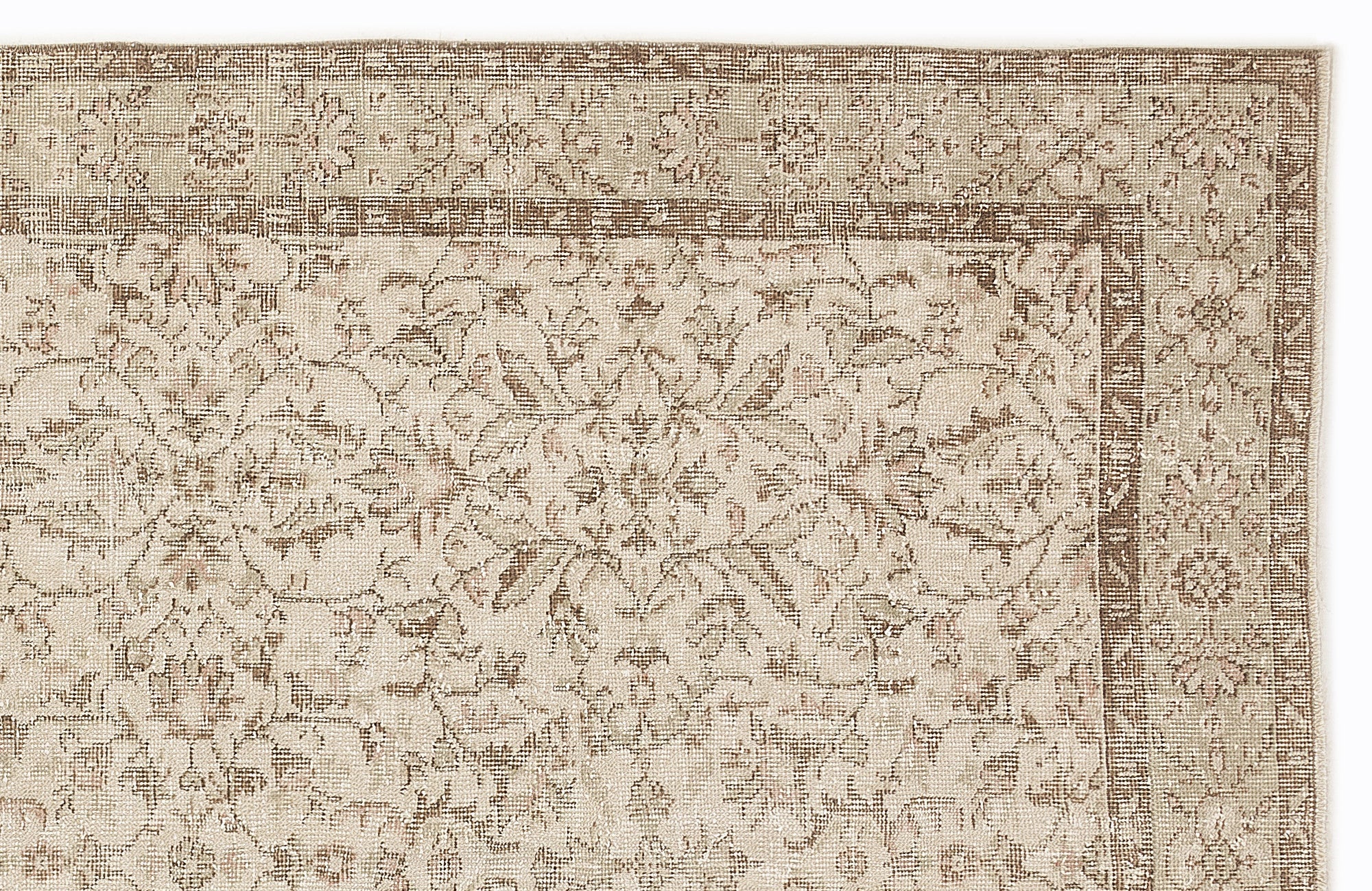 Atina 7434 Beige Vintage Wool Handmade Area Rug 5'5" x 9'4"