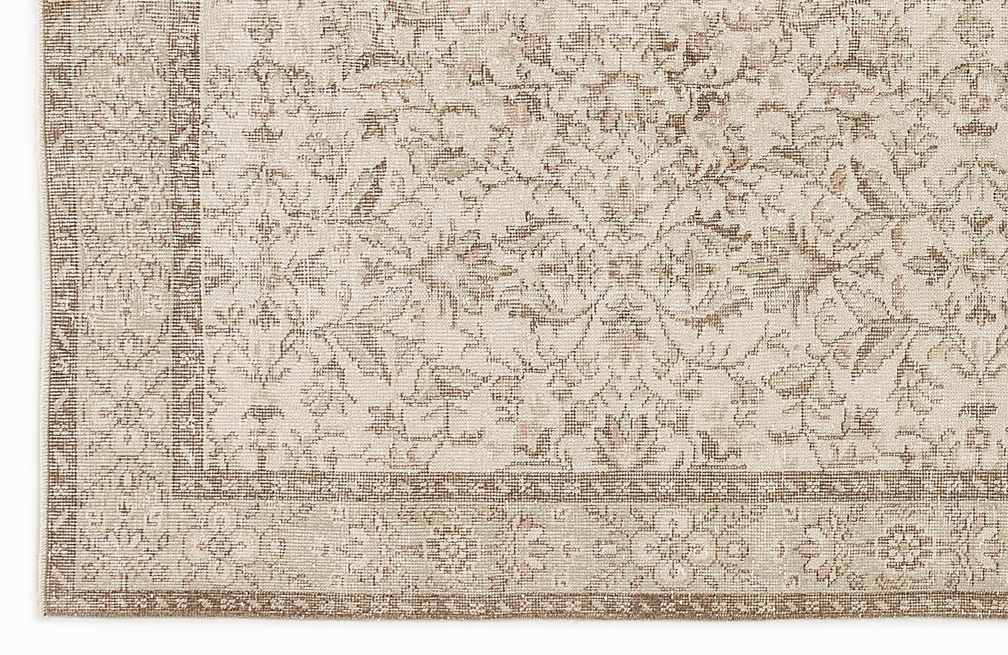Atina 7434 Beige Vintage Wool Handmade Area Rug 5'5" x 9'4"