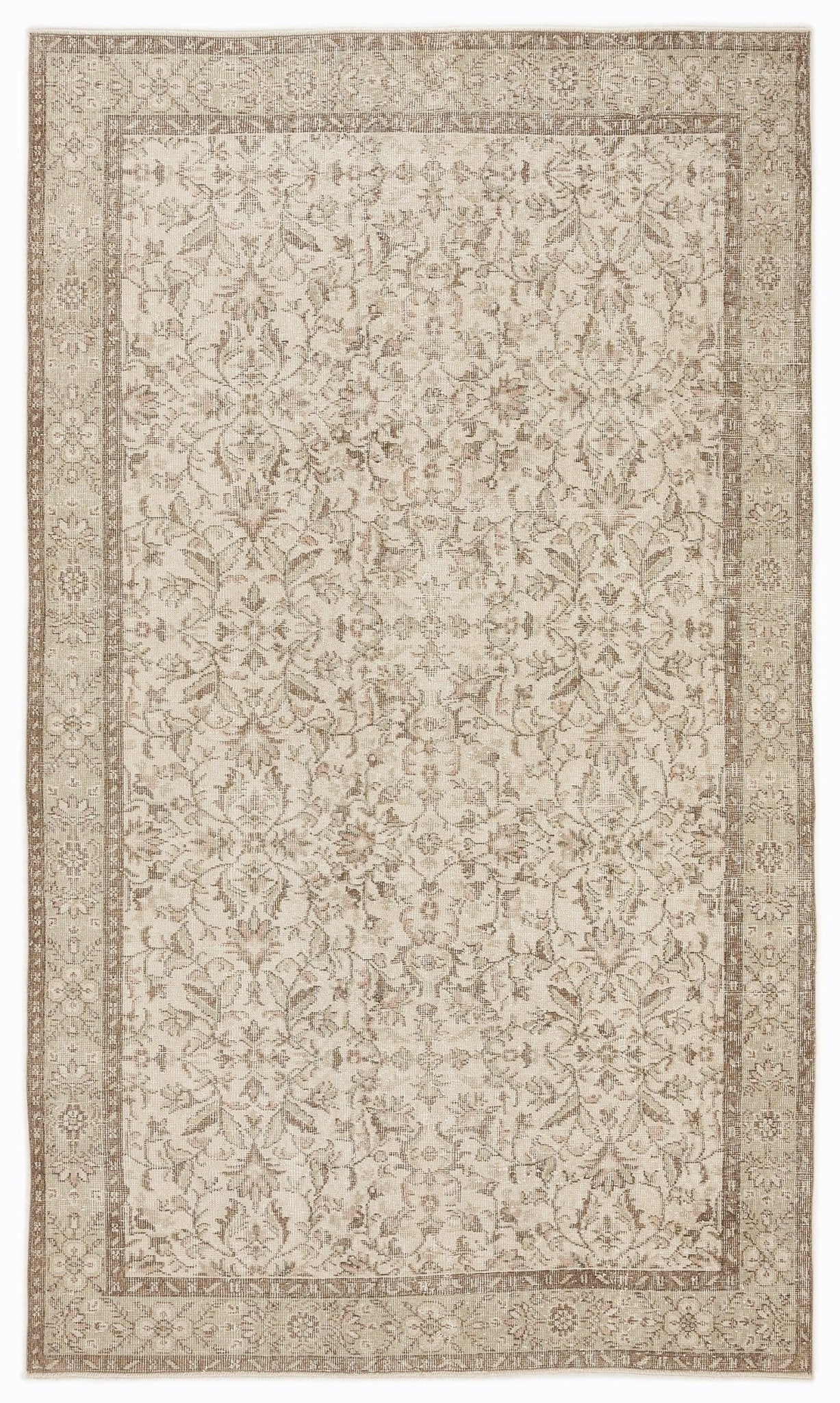 Atina 7434 Beige Vintage Wool Handmade Area Rug 5'5" x 9'4"