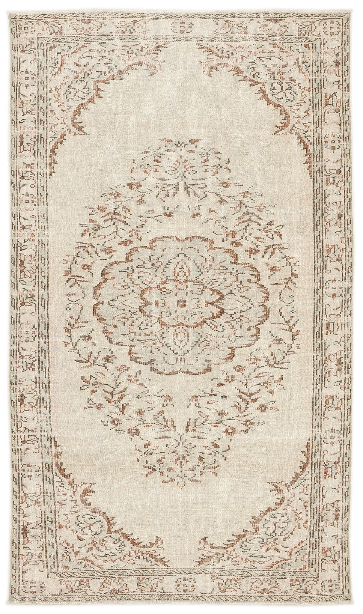 Atina 7511 Beige Vintage Wool Handmade Area Rug 5'4" x 9'1"