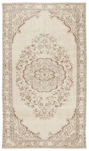 Atina 7511 Beige Vintage Wool Handmade Area Rug 5'4" x 9'1"