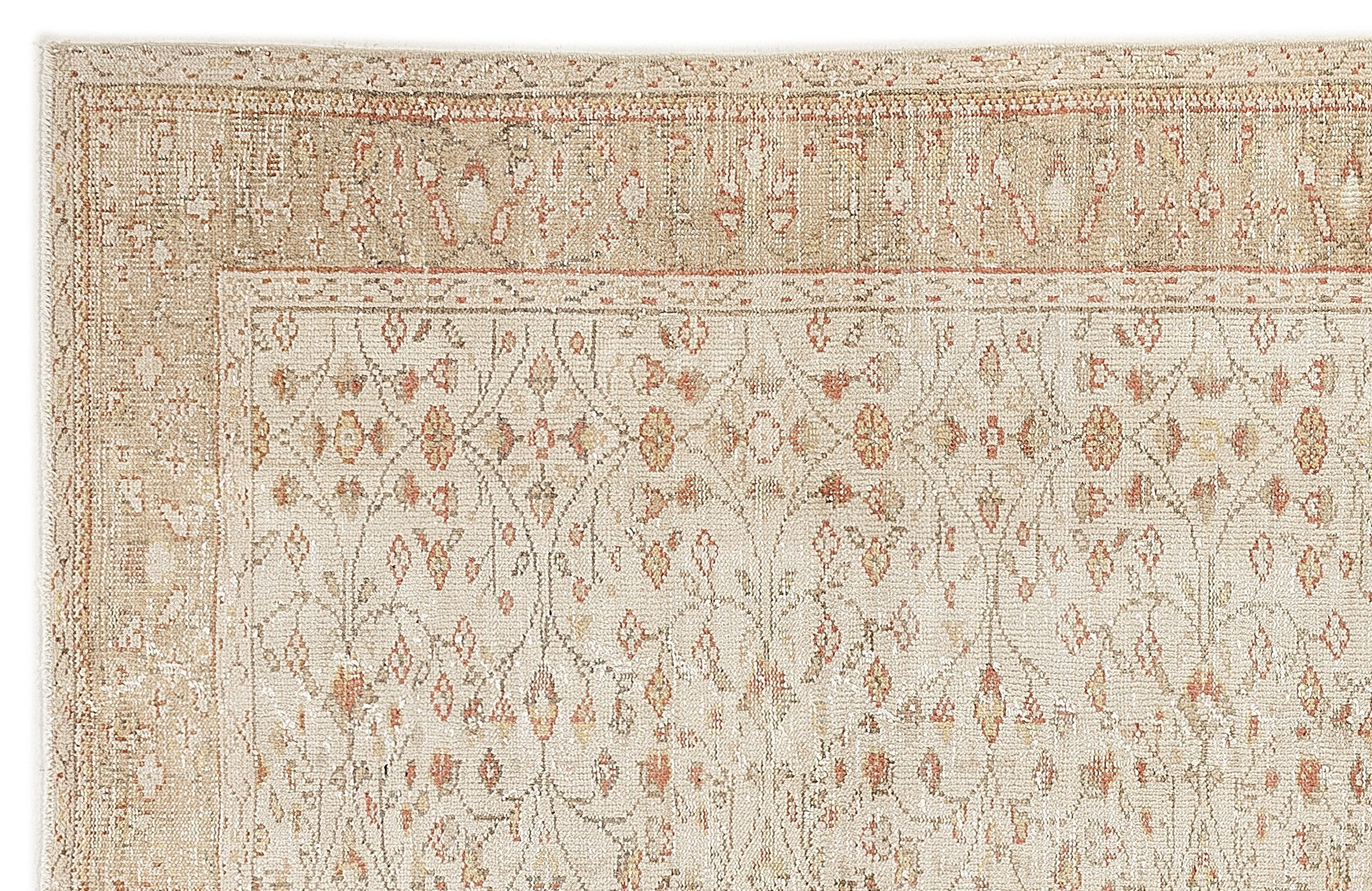 Atina 7540 Beige Vintage Wool Handmade Area Rug 6'5" x 10'2"