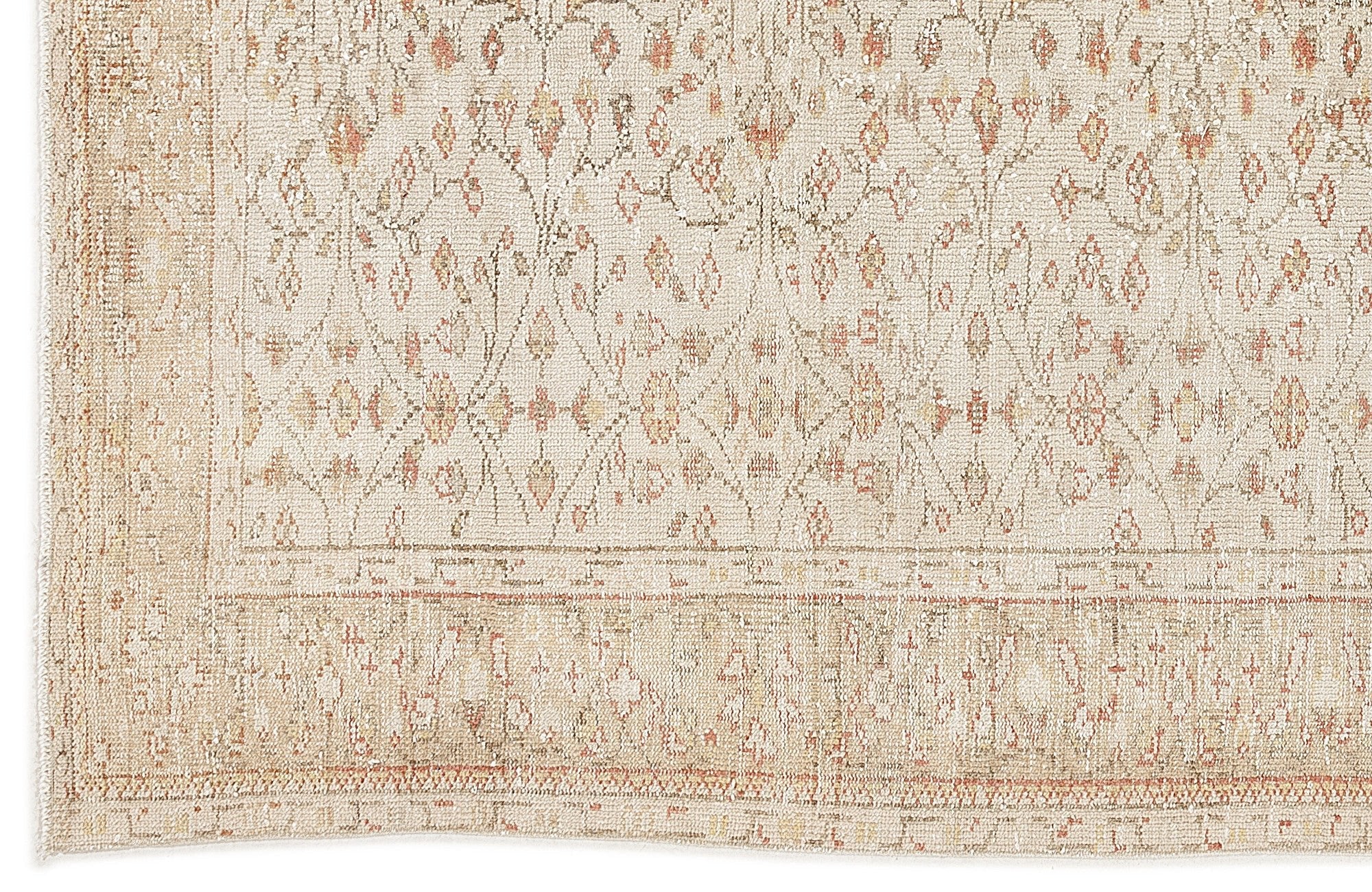 Atina 7540 Beige Vintage Wool Handmade Area Rug 6'5" x 10'2"