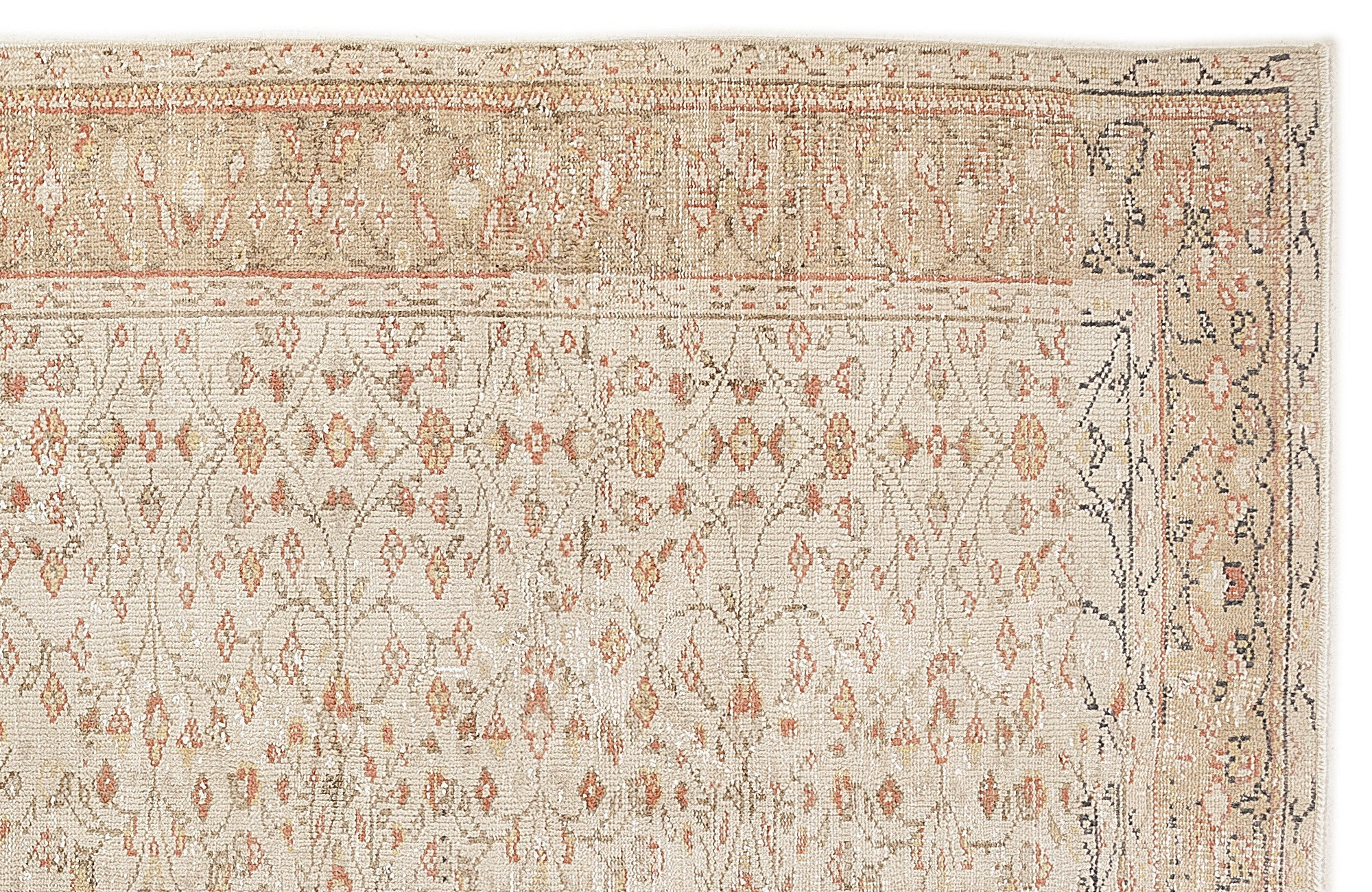 Atina 7540 Beige Vintage Wool Handmade Area Rug 6'5" x 10'2"