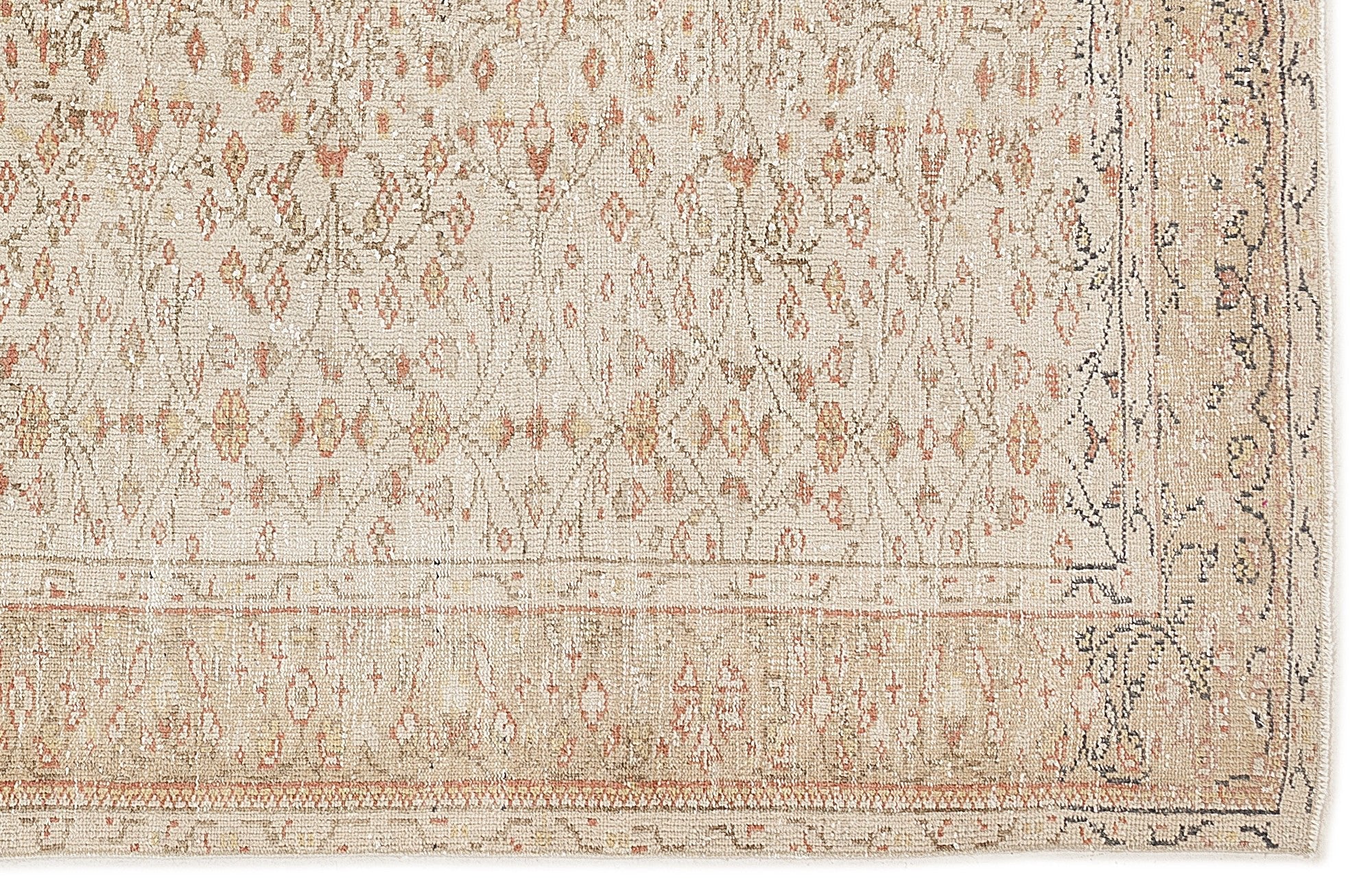 Atina 7540 Beige Vintage Wool Handmade Area Rug 6'5" x 10'2"