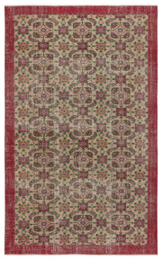 Atina 7602 Beige Vintage Wool Handmade Area Rug 6'2" x 9'3"