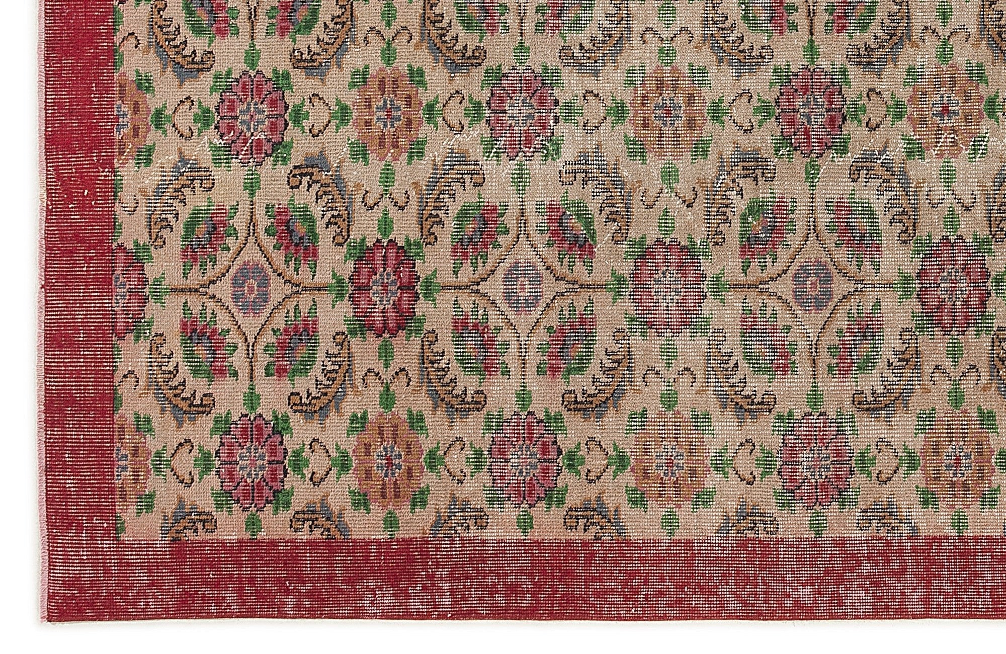 Atina 7602 Beige Vintage Wool Handmade Area Rug 6'2" x 9'3"