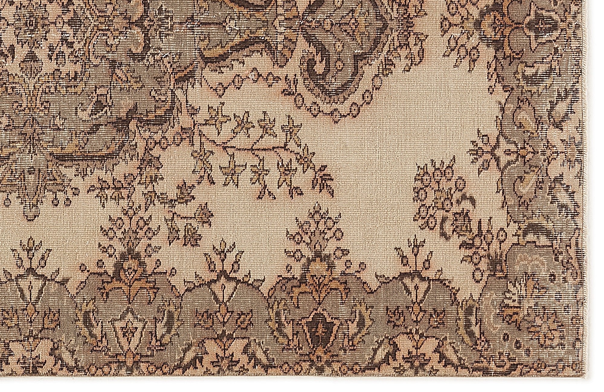 Atina 7620 Beige Vintage Wool Handmade Area Rug 5'3" x 8'6"
