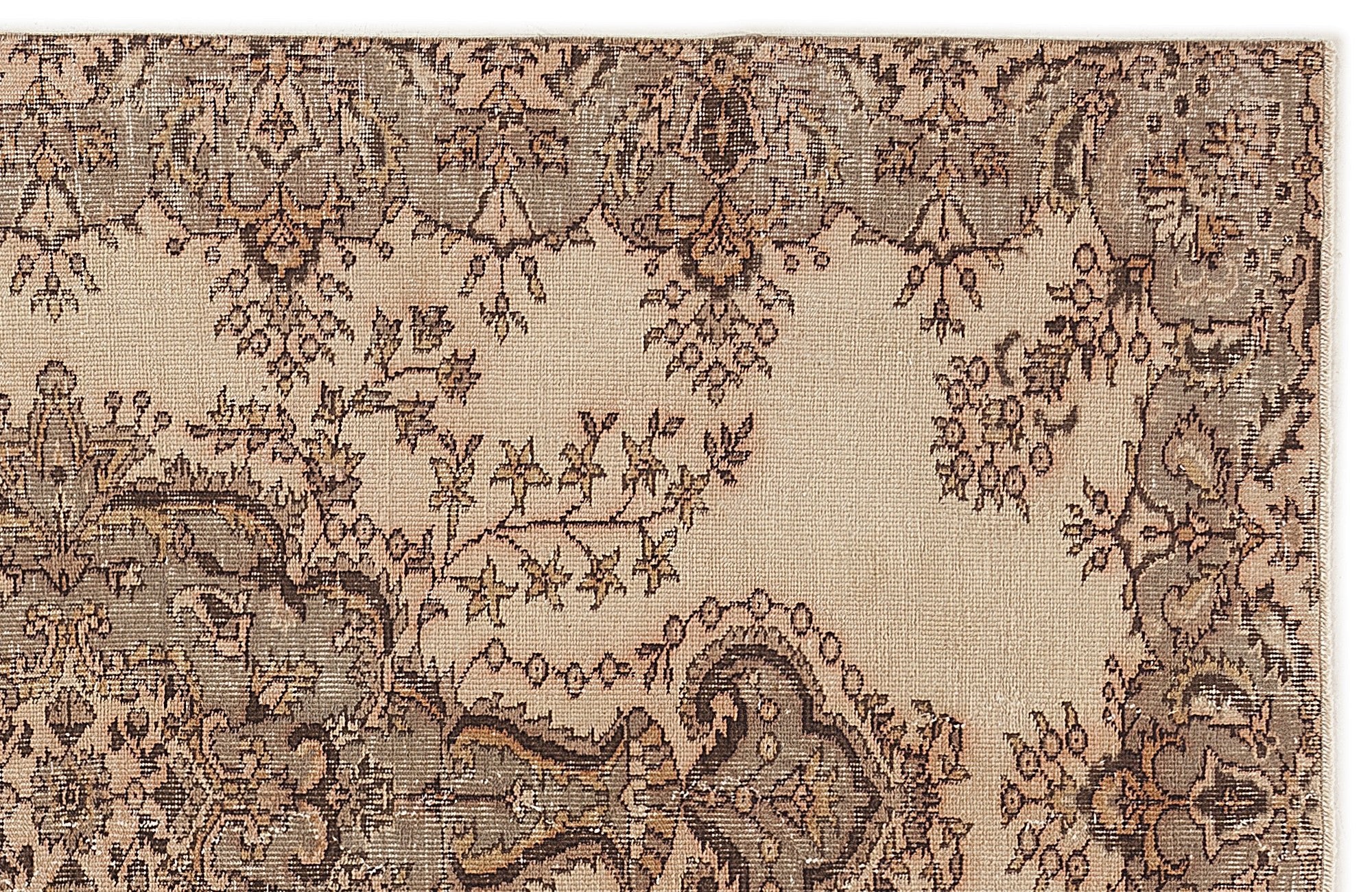 Atina 7620 Beige Vintage Wool Handmade Area Rug 5'3" x 8'6"