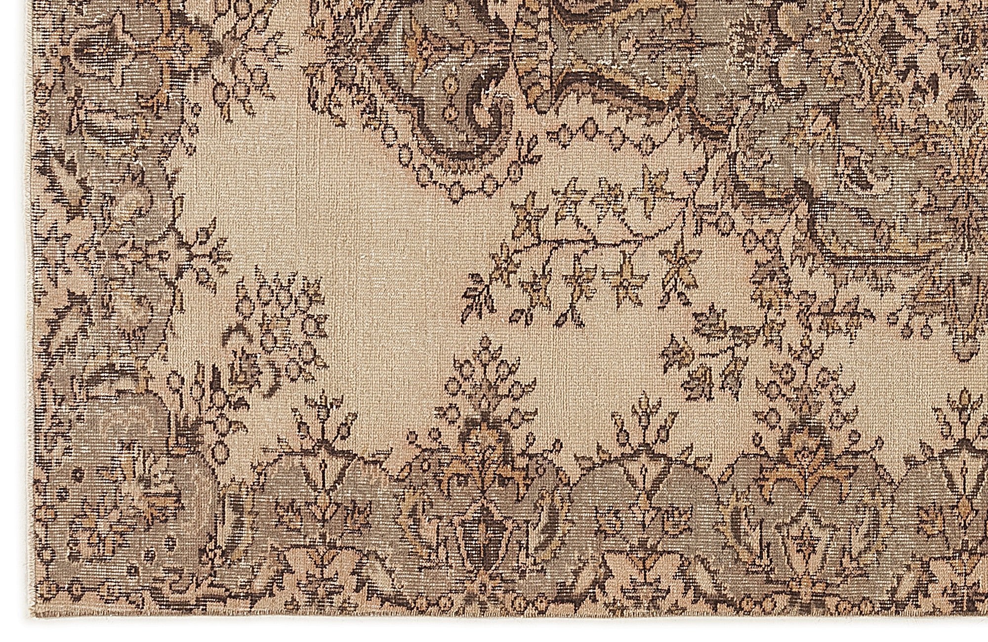 Atina 7620 Beige Vintage Wool Handmade Area Rug 5'3" x 8'6"