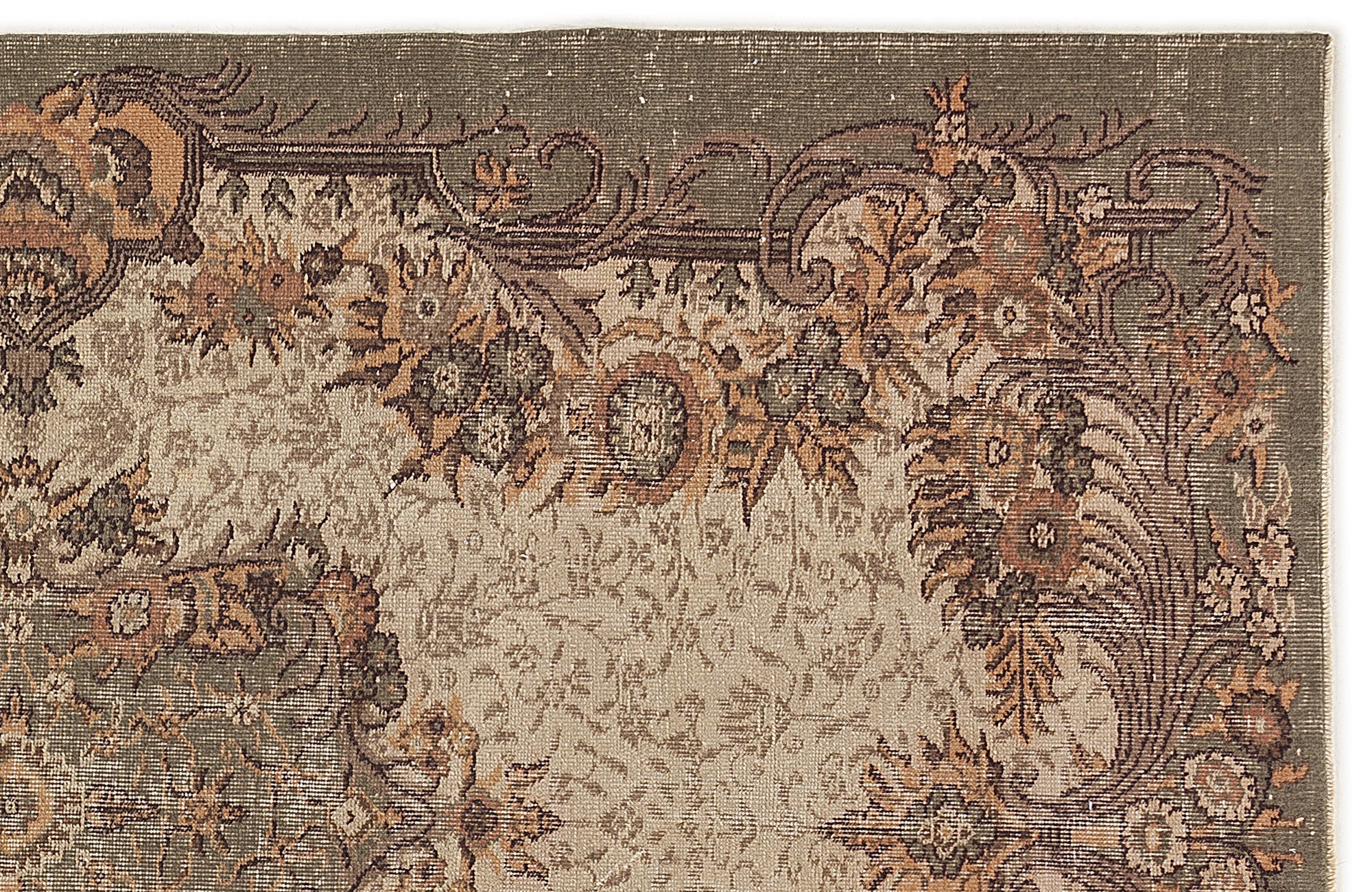 Atina 7652 Beige Vintage Wool Handmade Area Rug 6'0" x 7'11"