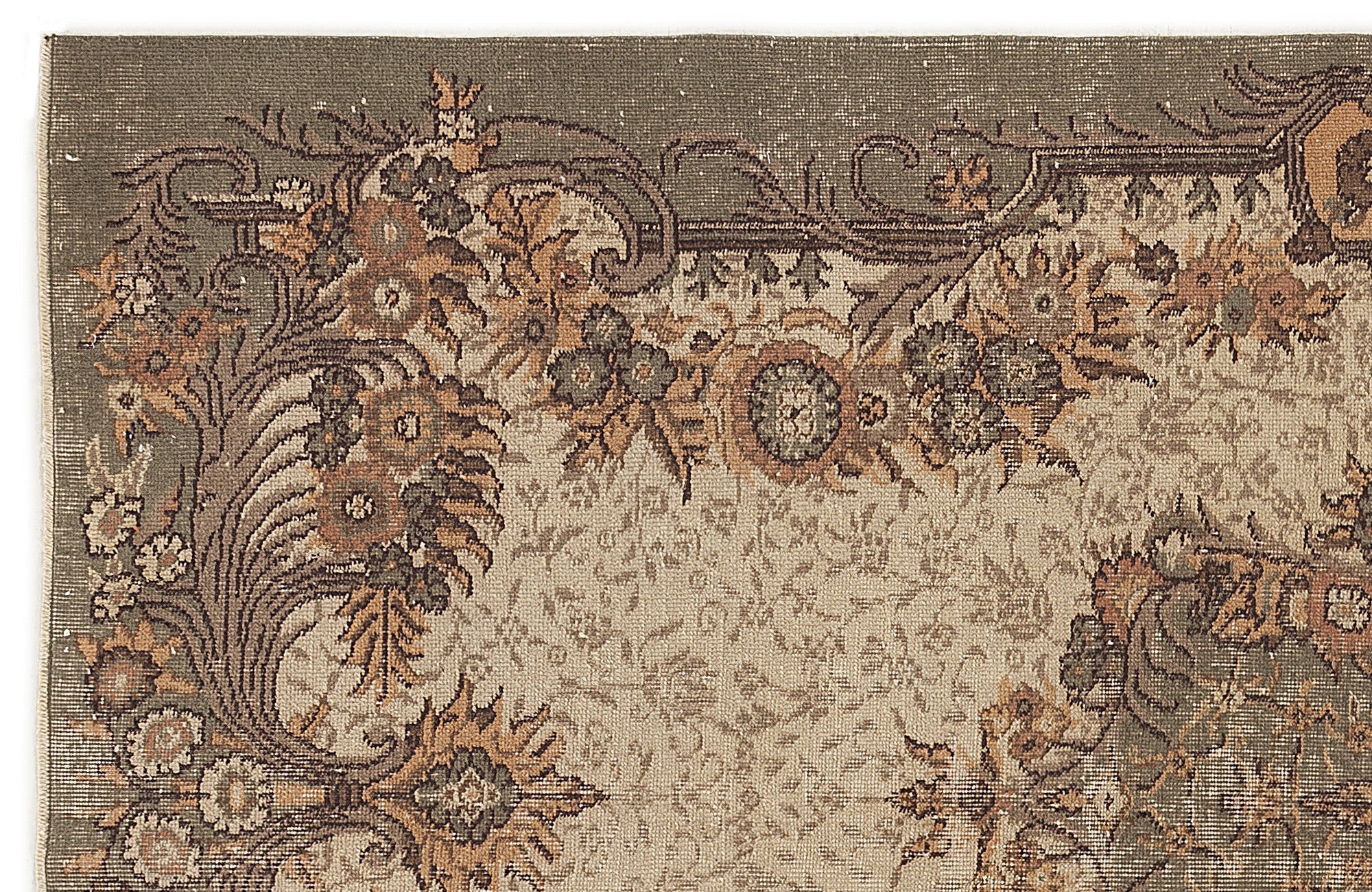 Atina 7652 Beige Vintage Wool Handmade Area Rug 6'0" x 7'11"