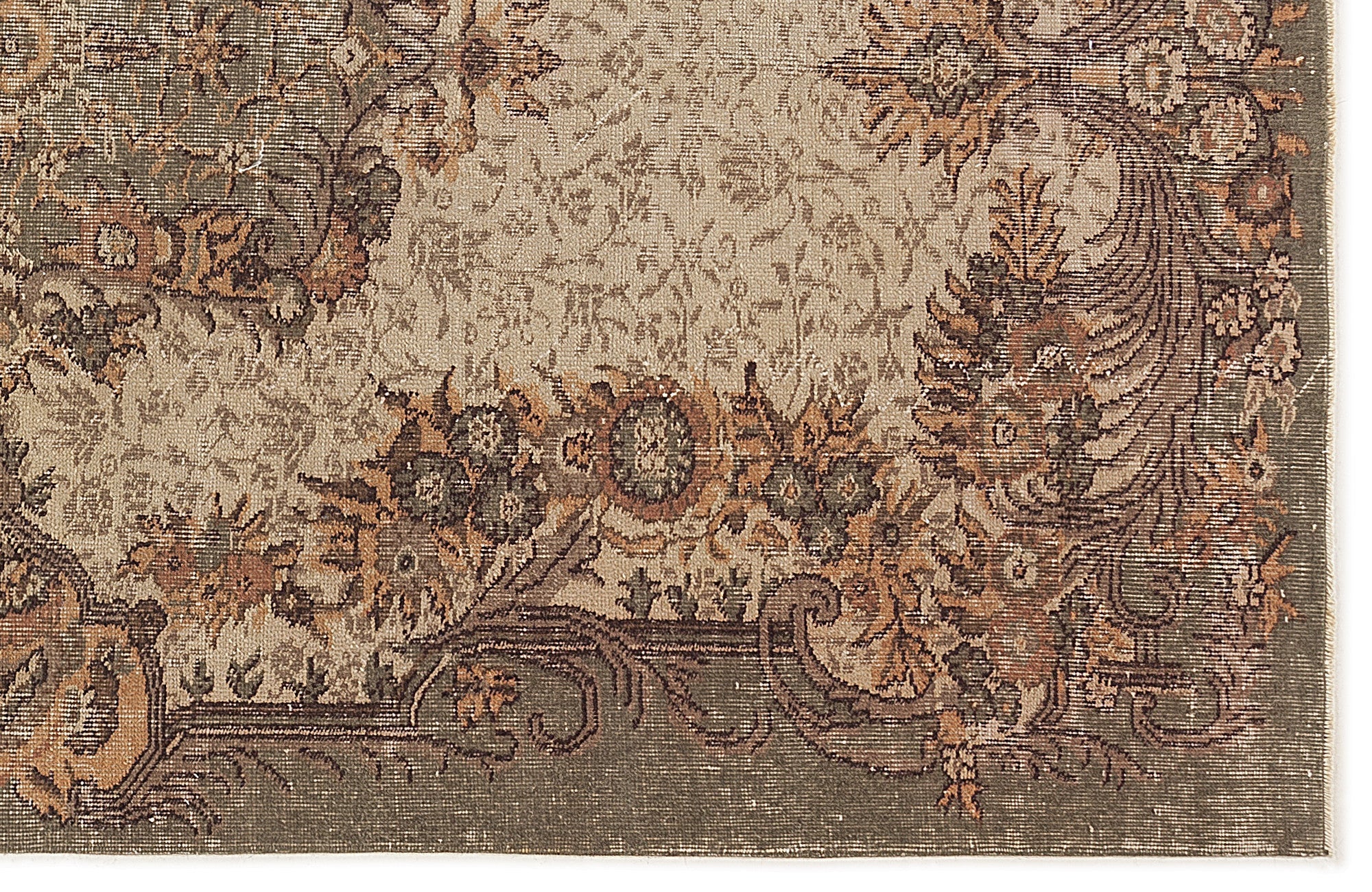 Atina 7652 Beige Vintage Wool Handmade Area Rug 6'0" x 7'11"